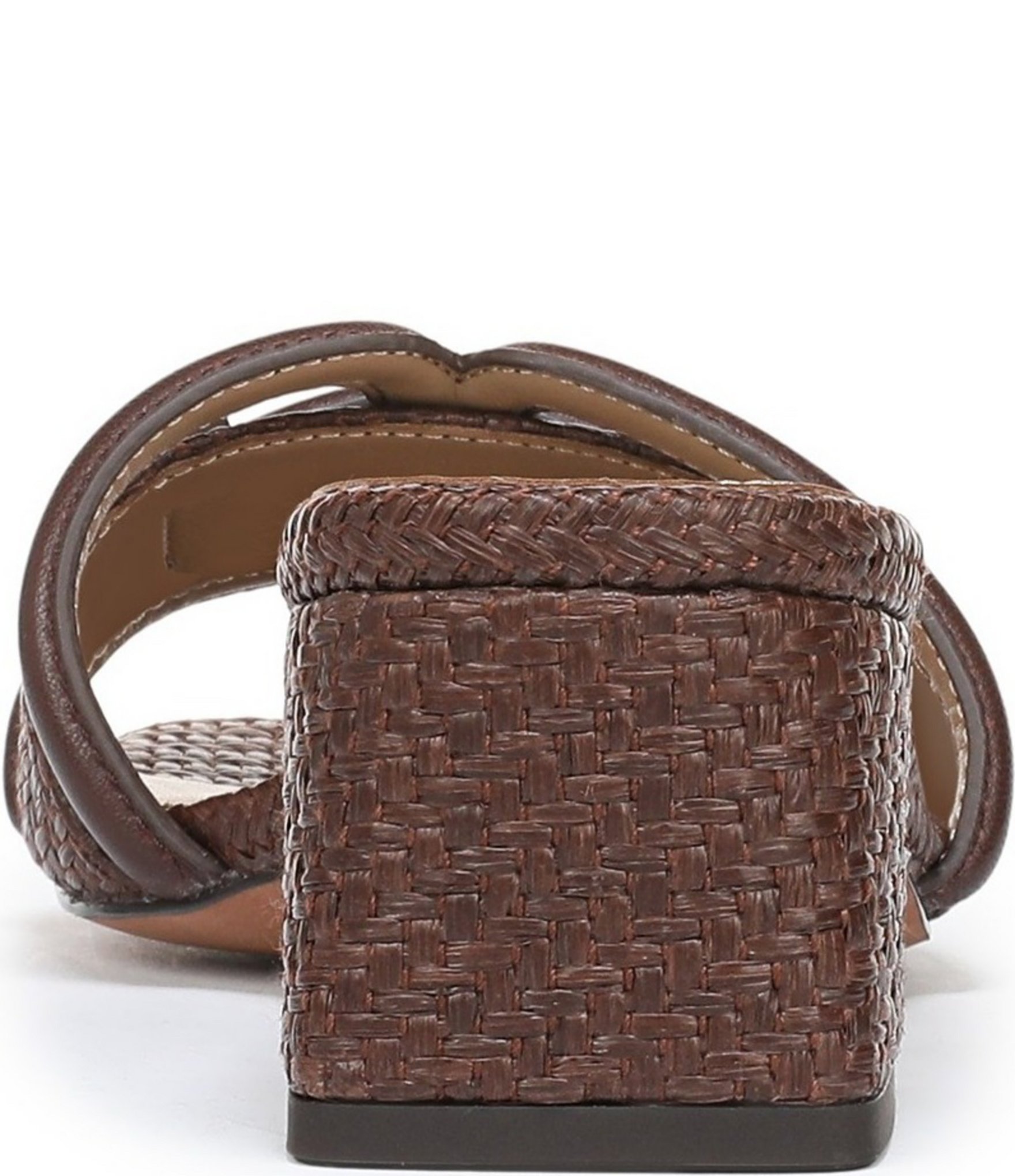 Sam Edelman Waylon Leather and Raffia Double E Logo Slide Sandals