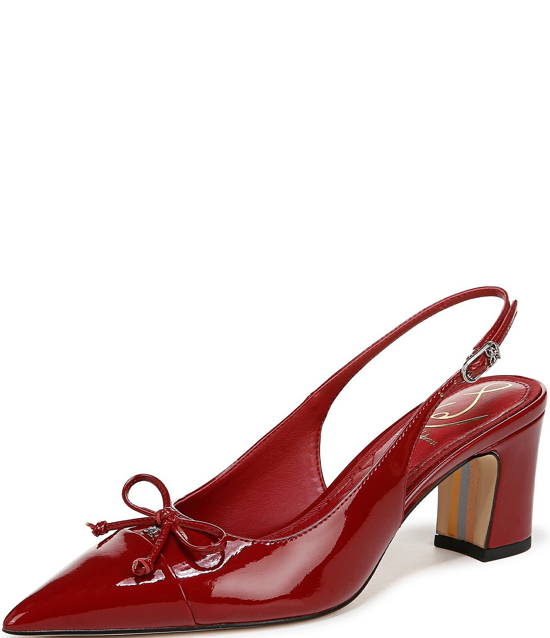 Sam Edelman Willette Patent Cap Toe Bow Detail Slingback Pumps