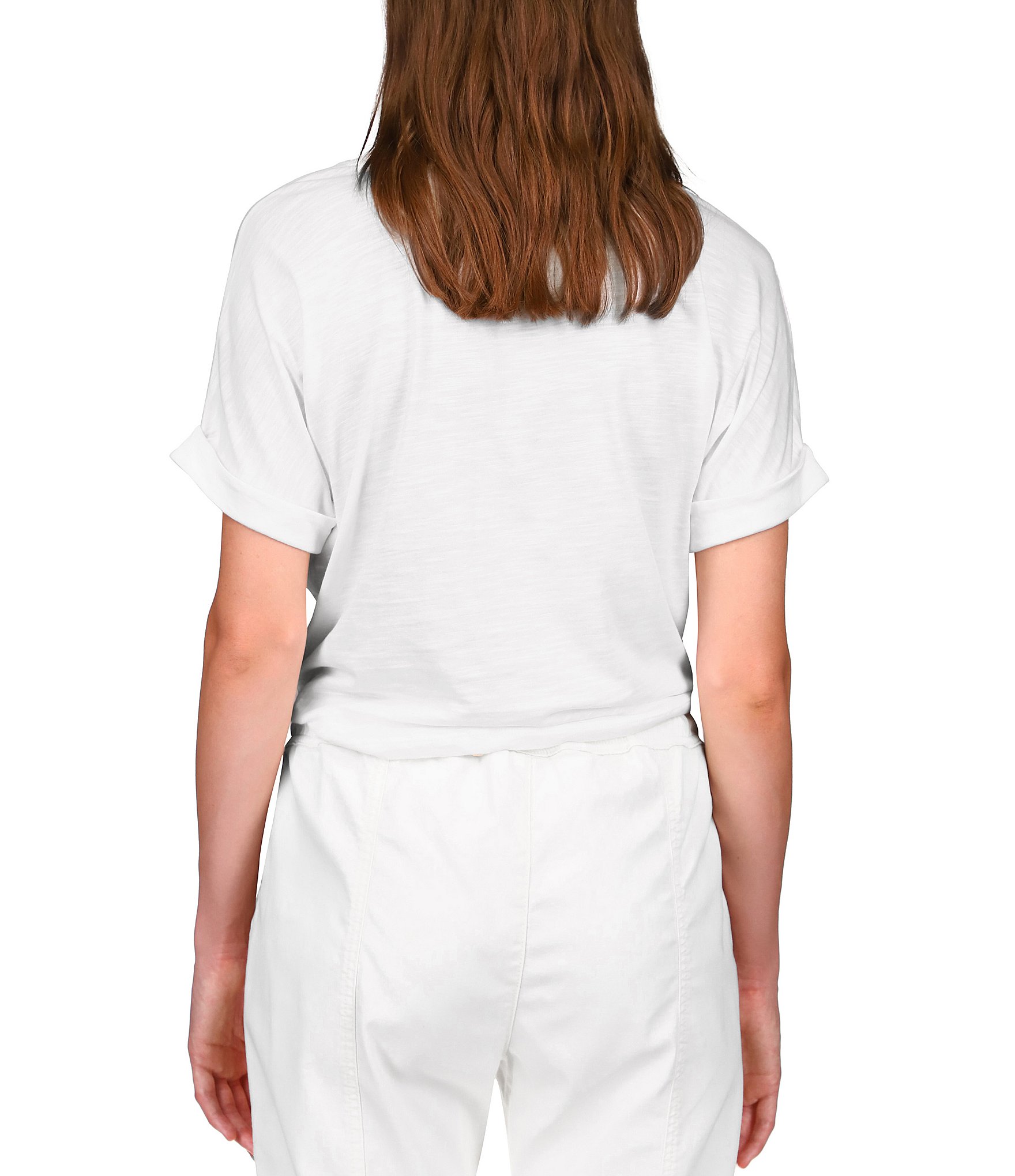 Sanctuary All Day Tie Waist Crew Neck Short Rolled Sleeve Tee Shirt