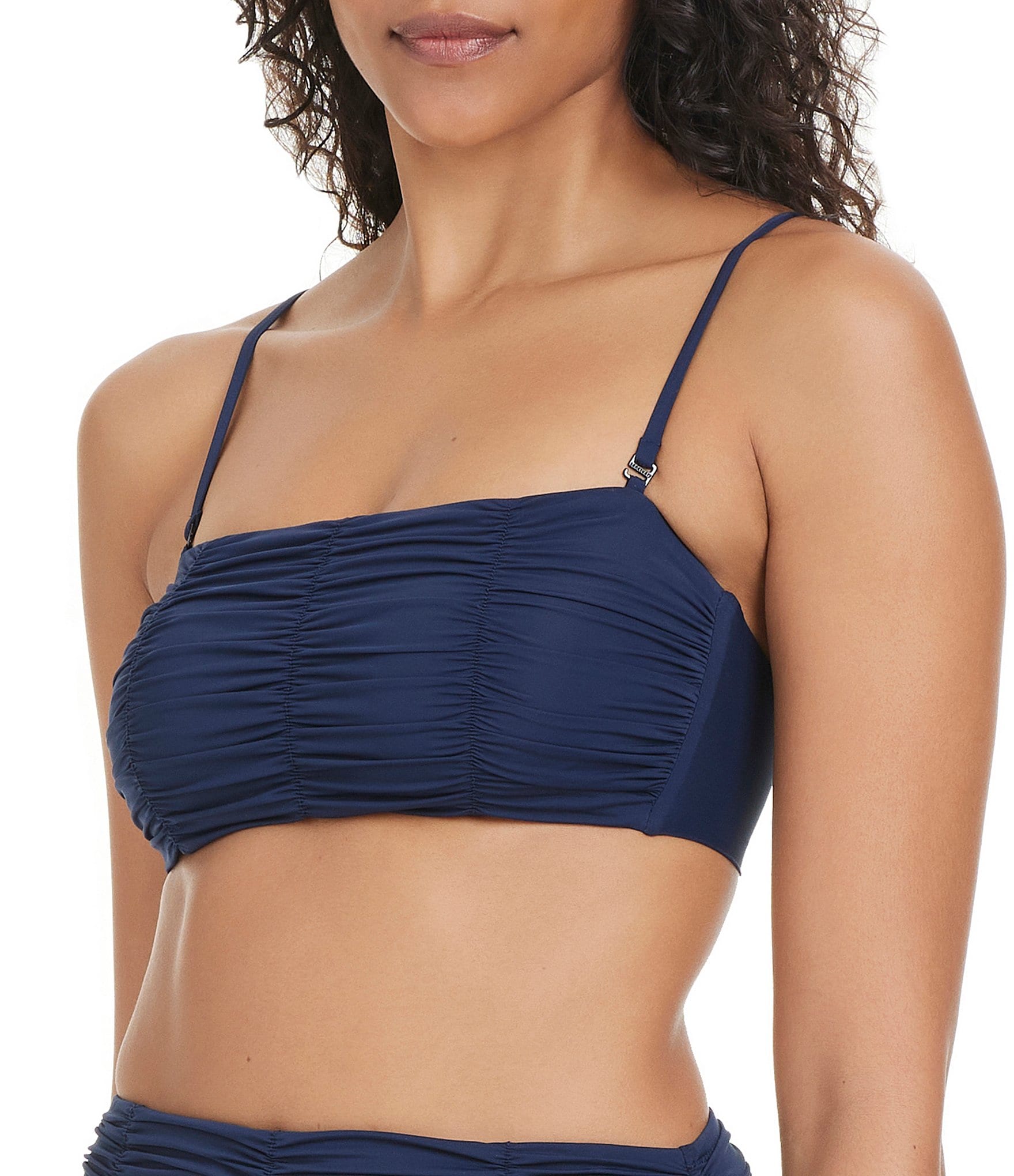 Sanctuary Beach Goddess Solid Straight Neck Bandeau Swim Top