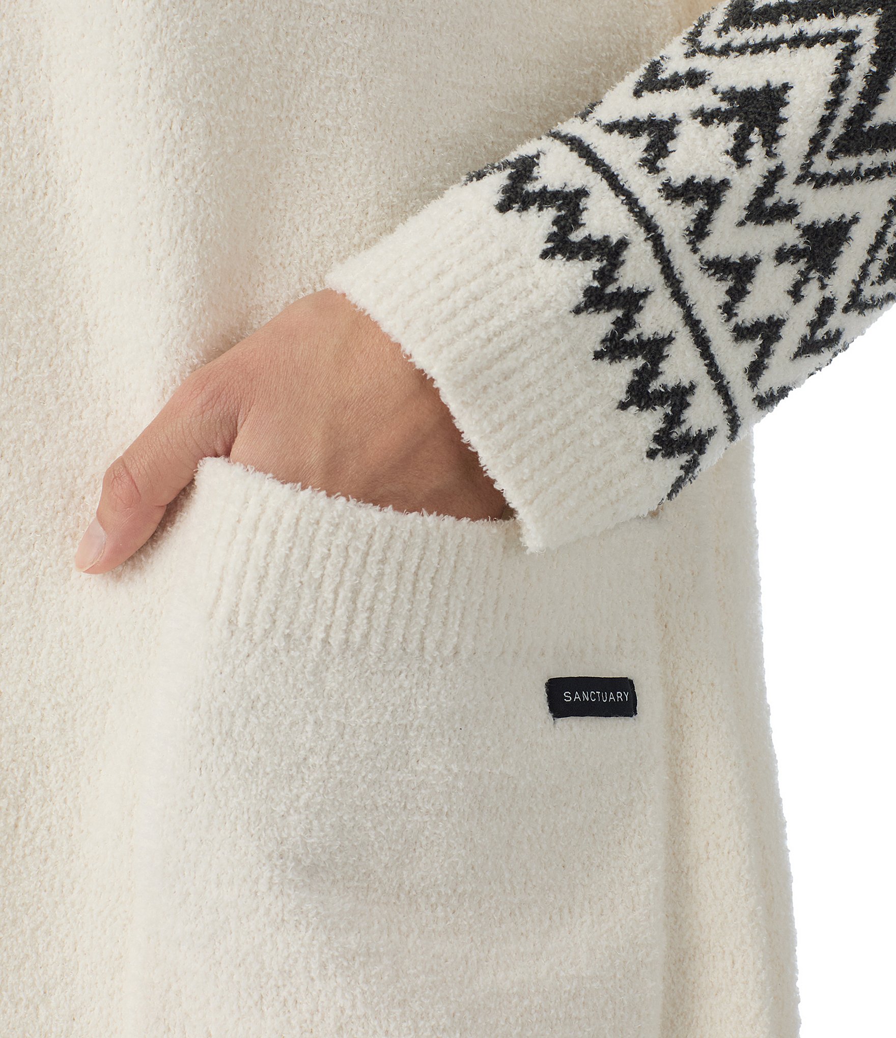 Sanctuary Fair Aisle Print Long Sleeve Open Front Knit Sweater Bed Jacket