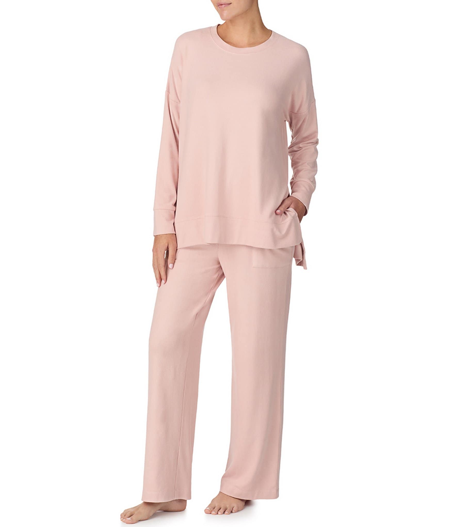 Sanctuary Long Sleeve Round Neck Sweater Jersey Knit Pajama Set