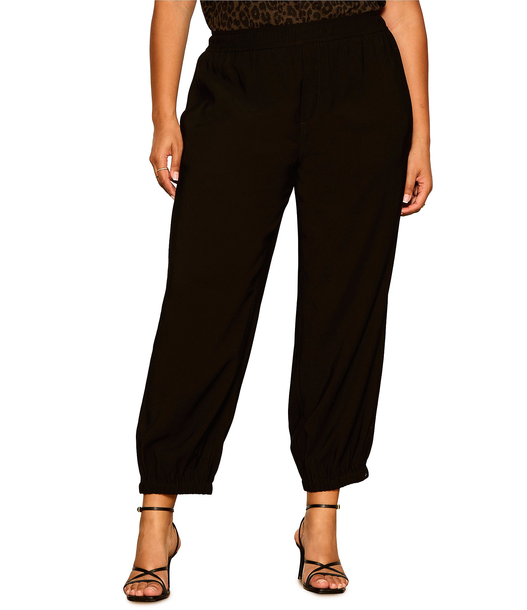 Sanctuary Plus Size Micro Balloon Leg Pull-On Twill Pants