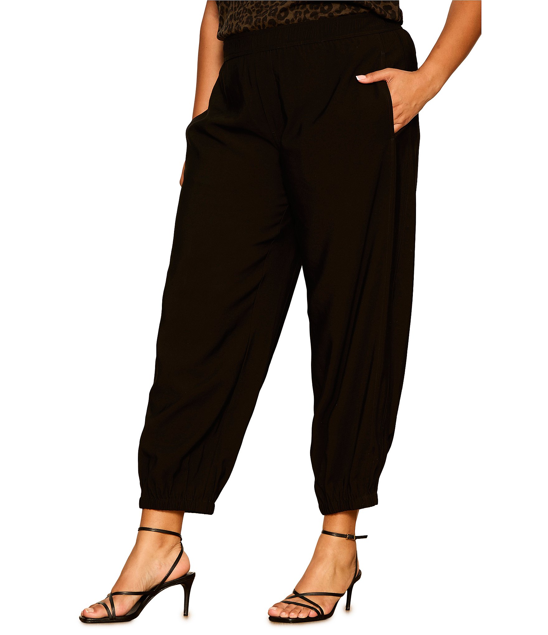 Sanctuary Plus Size Micro Balloon Leg Pull-On Twill Pants