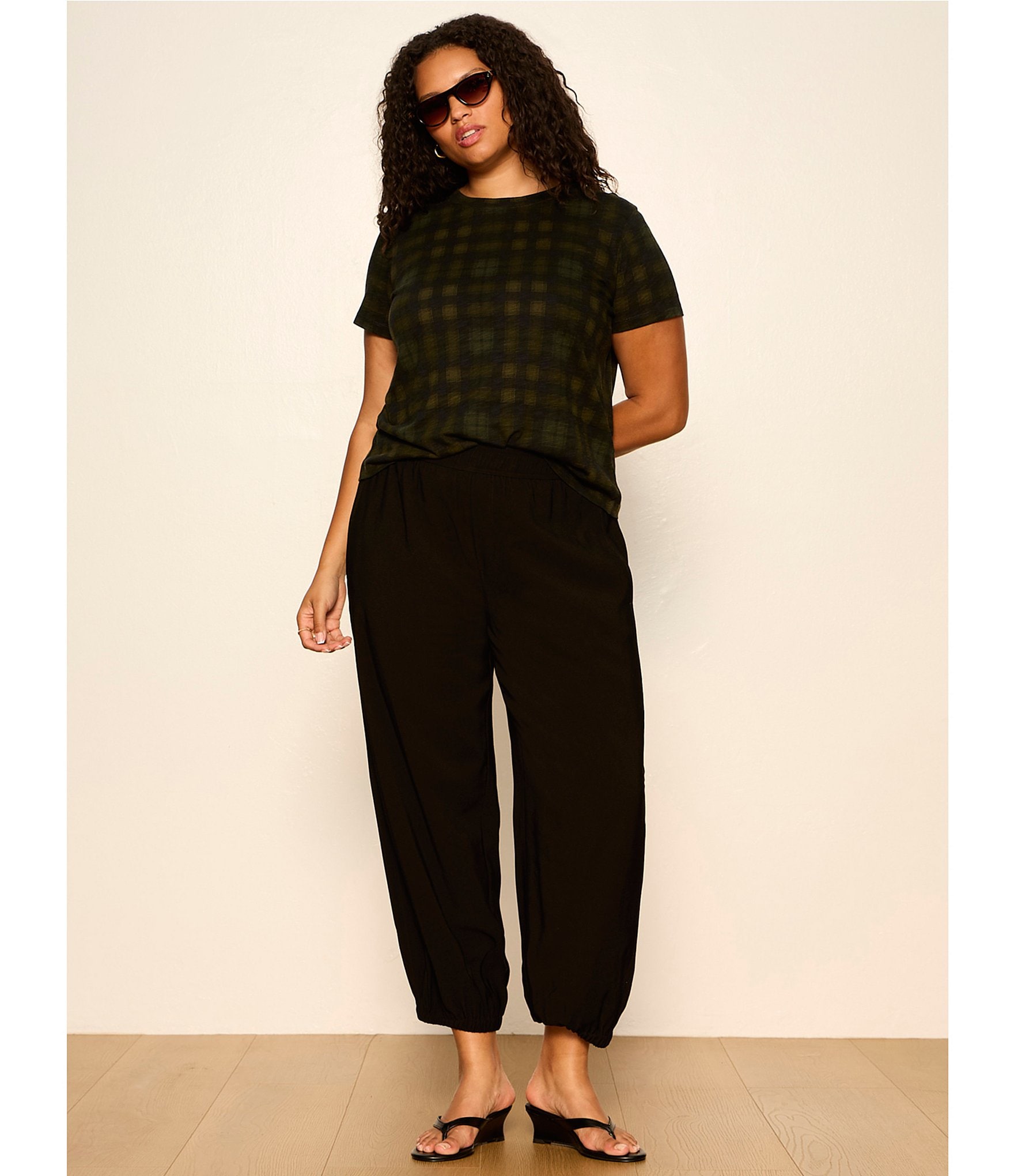 Sanctuary Plus Size Micro Balloon Leg Pull-On Twill Pants