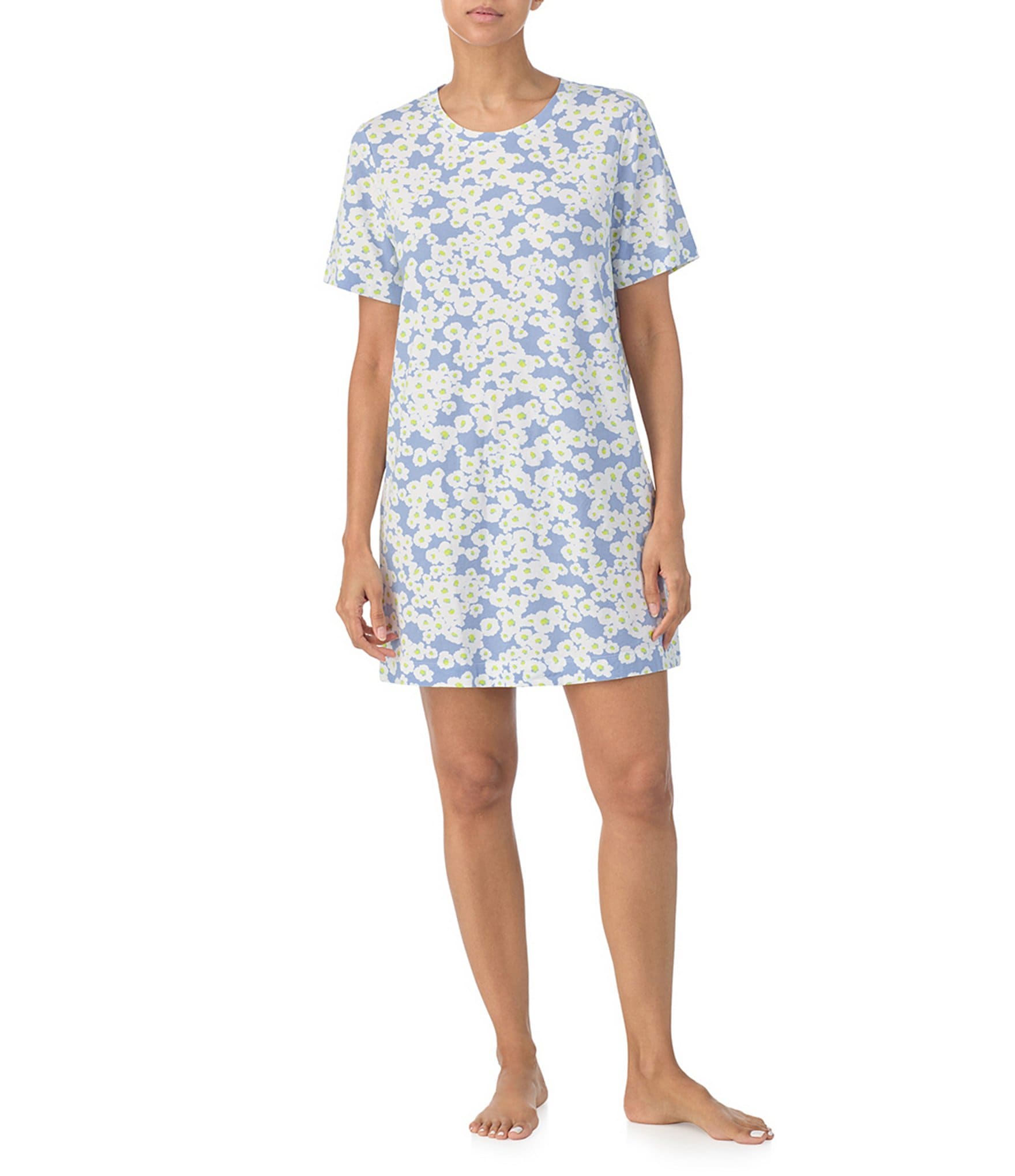 Sanctuary Short Sleeve Round Neck Knit Floral Print Nightshirt