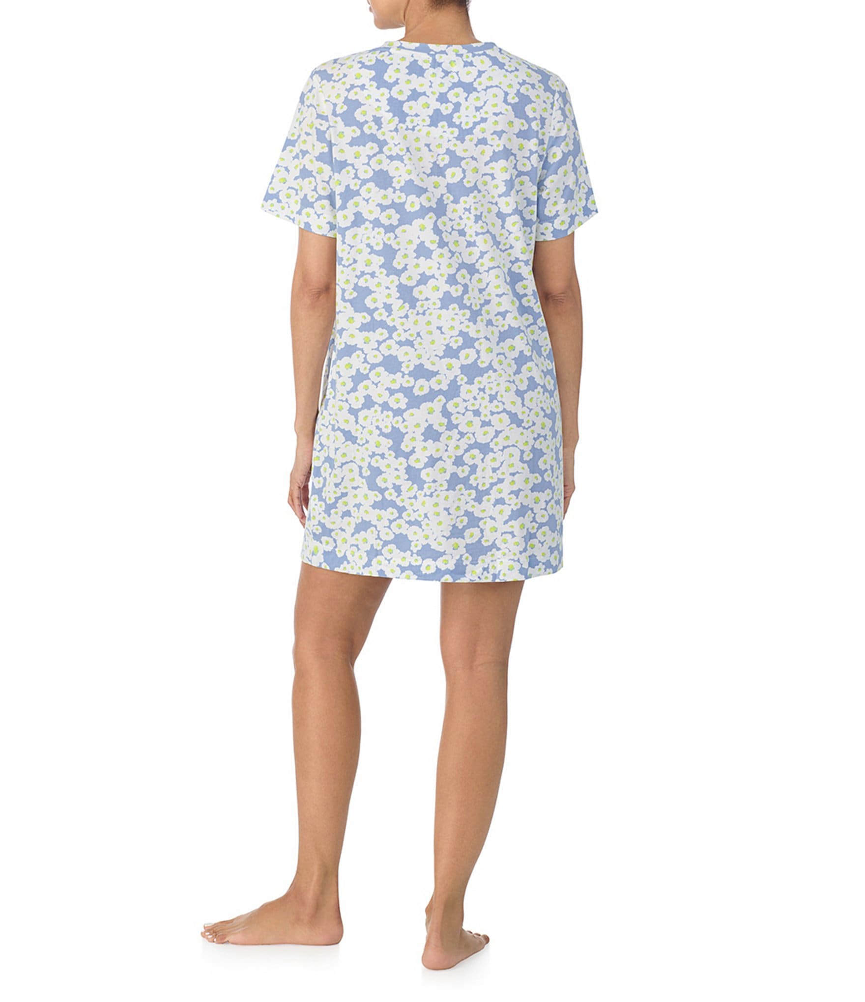 Sanctuary Short Sleeve Round Neck Knit Floral Print Nightshirt