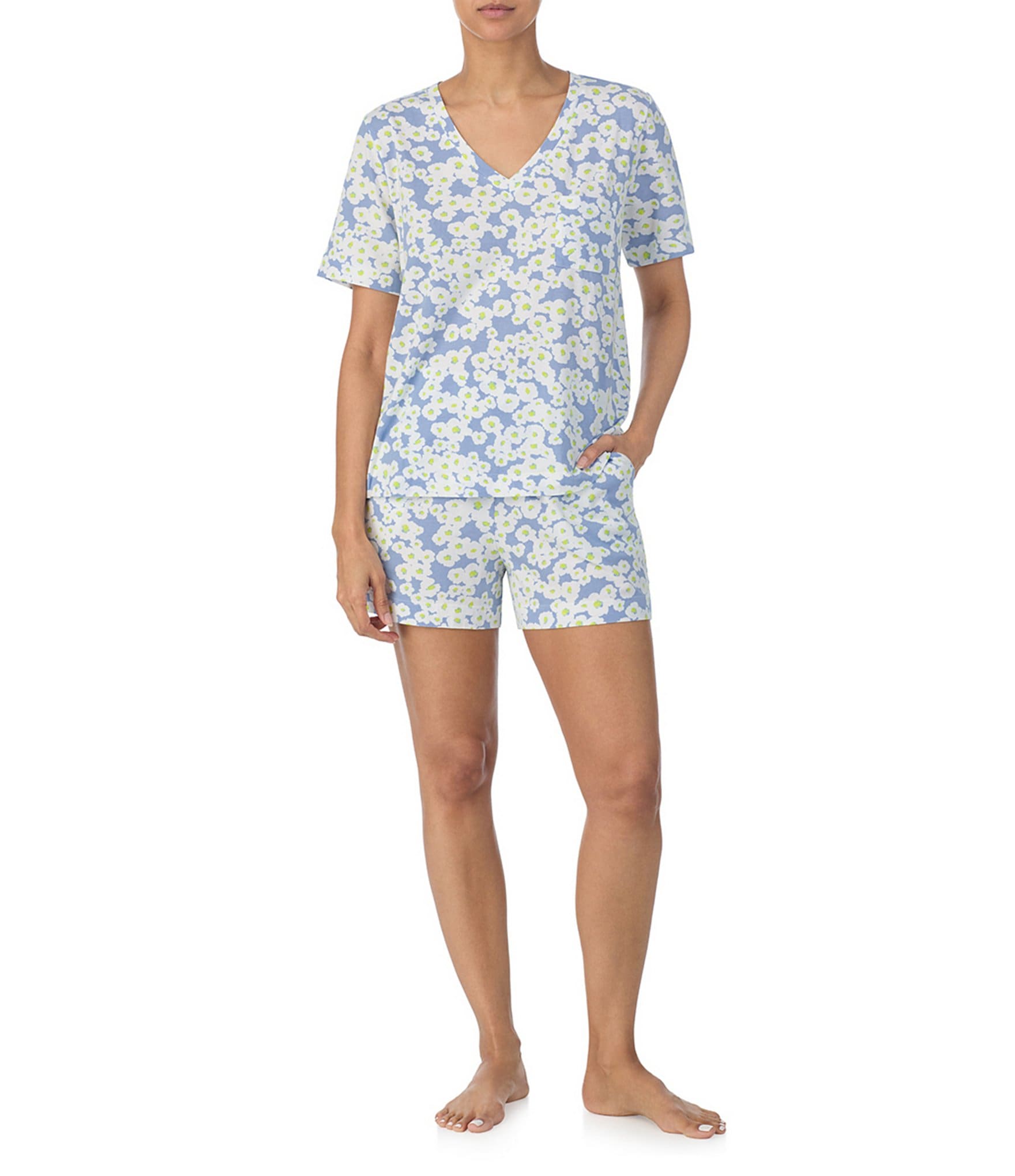 Sanctuary Short Sleeve V-Neck Tee & Short Floral Print Set | Dillard's