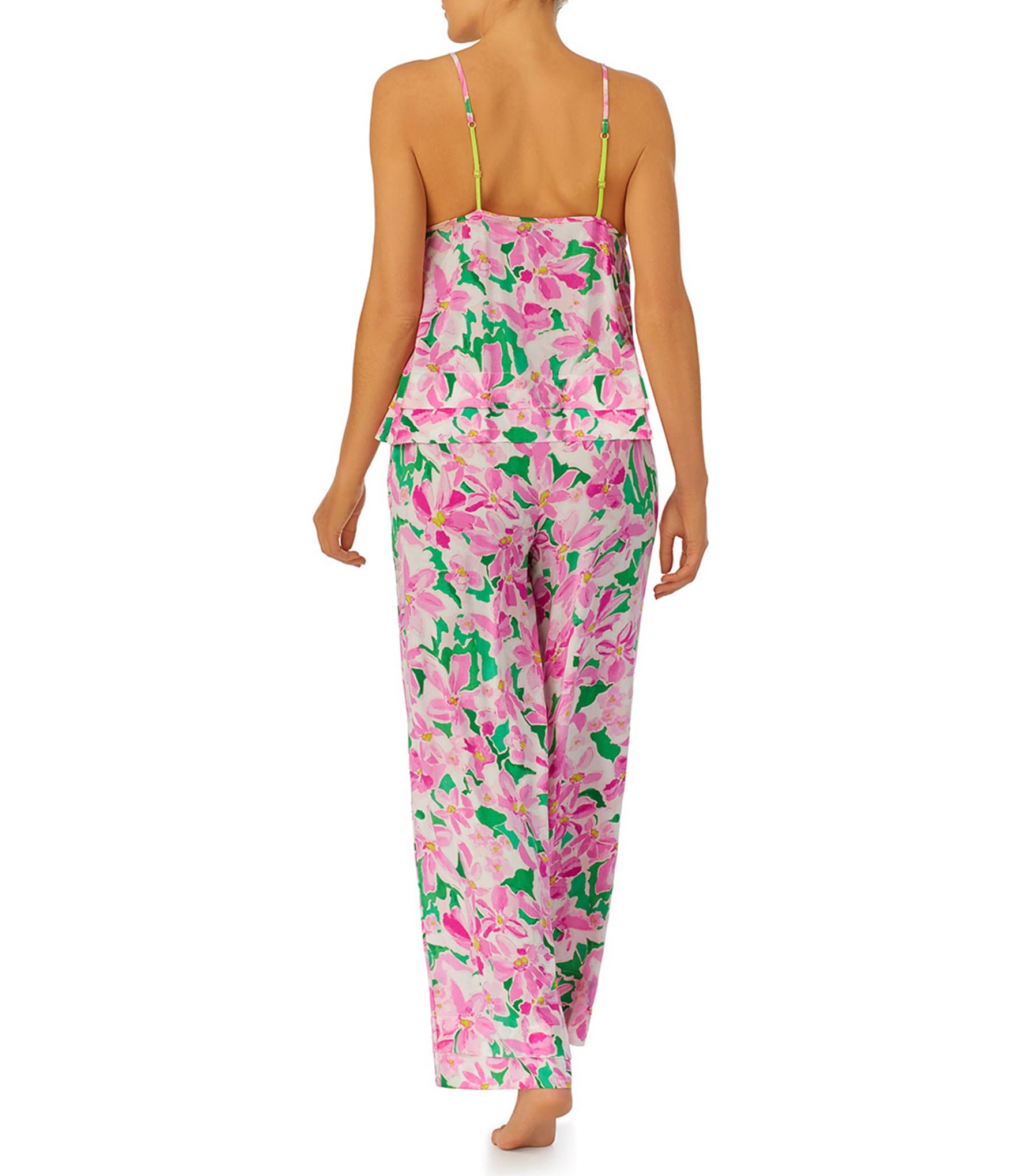 Sanctuary Sleeveless Round Neck Cami & Pant Woven Floral Print Pajama Set