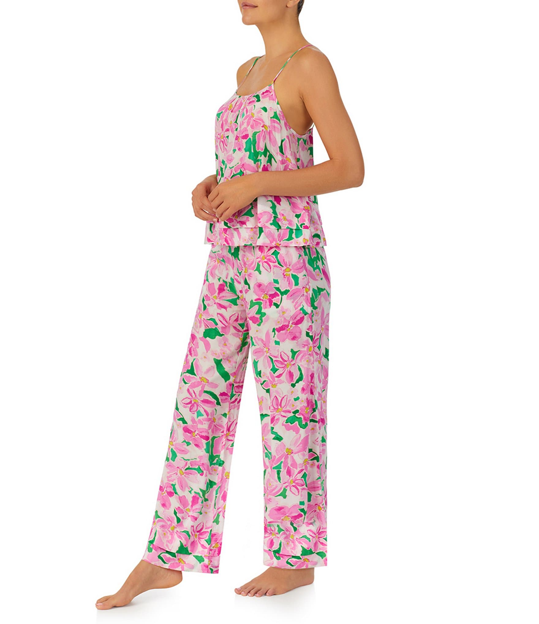 Sanctuary Sleeveless Round Neck Cami & Pant Woven Floral Print Pajama Set