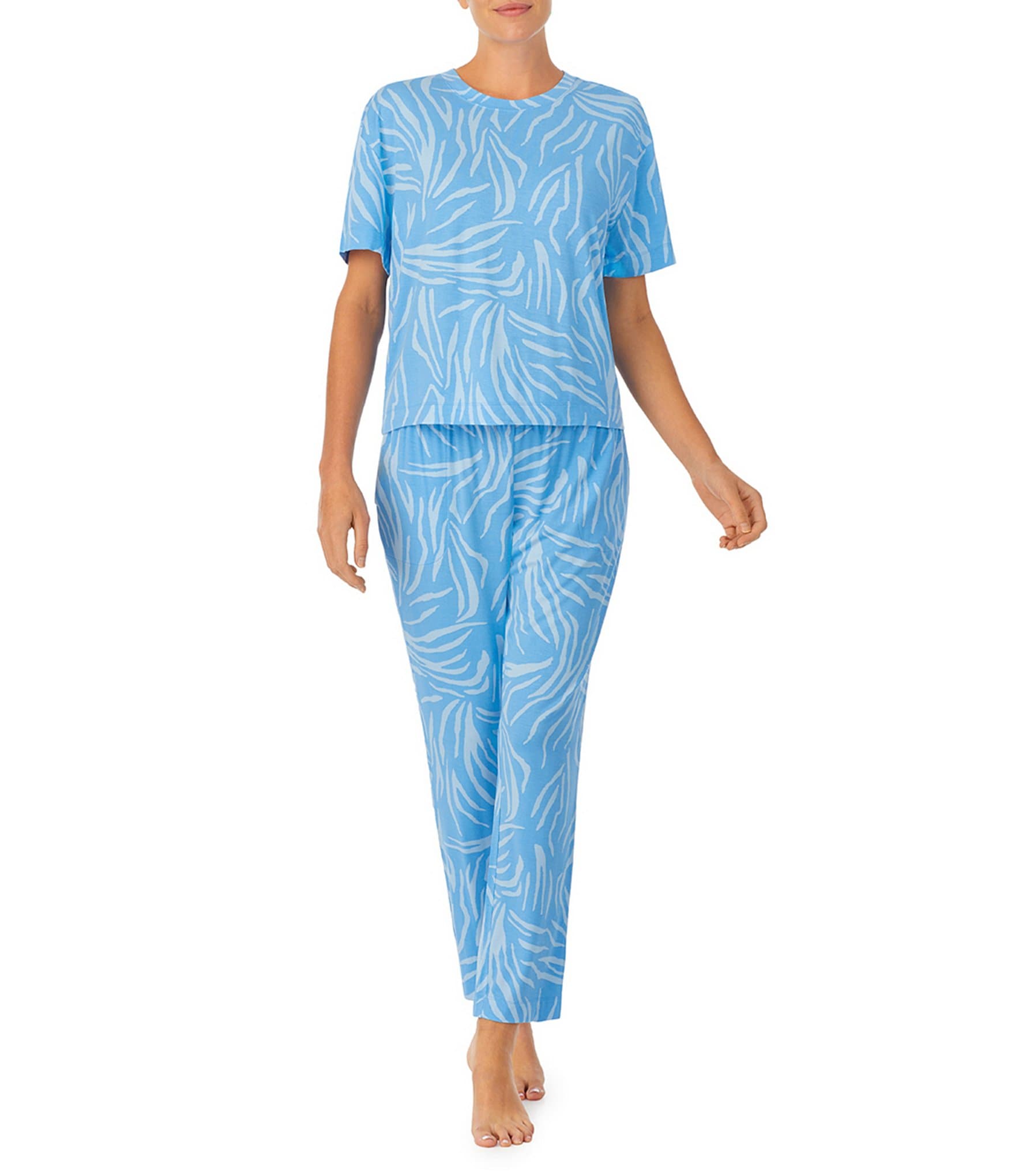 Sanctuary Soft Knit Abstract Print Tee & Cropped Pants Pajama Set ...