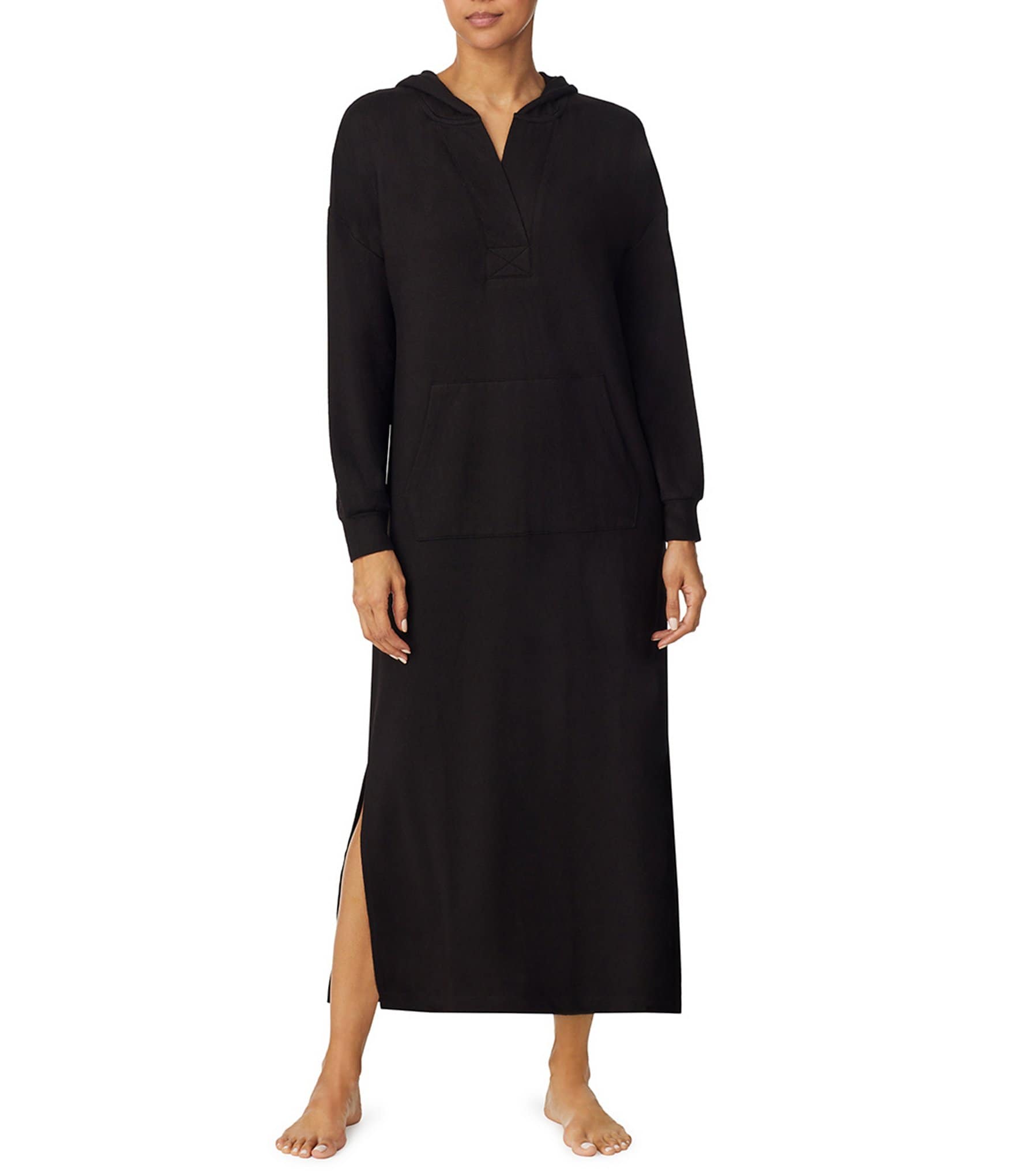 Sanctuary Solid Sweater Knit Long Sleeve Hooded Maxi Lounger | Dillard's