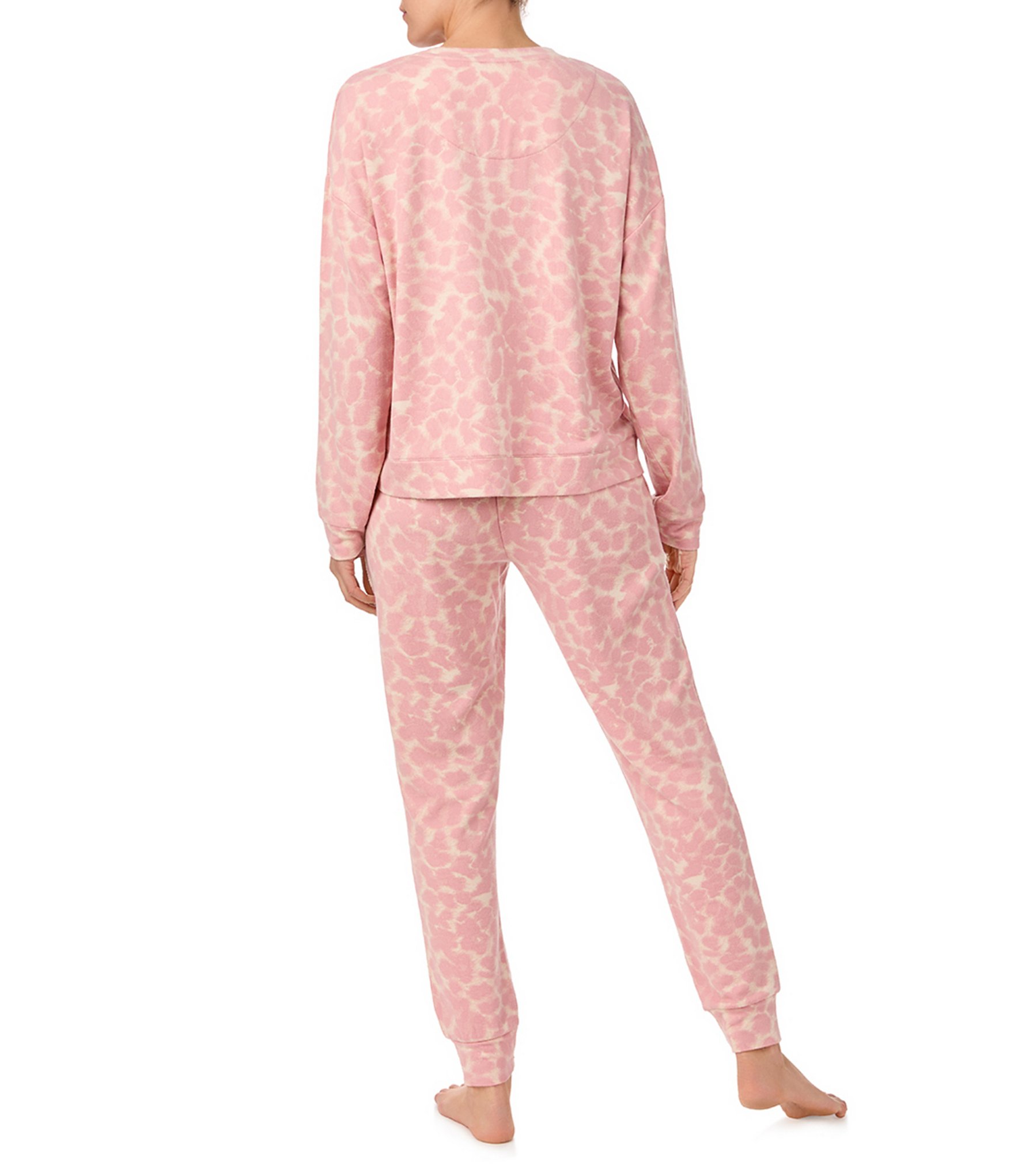 Sanctuary Spotted Print Long Sleeve Pullover & Jogger Brushed Jersey Pajama Set