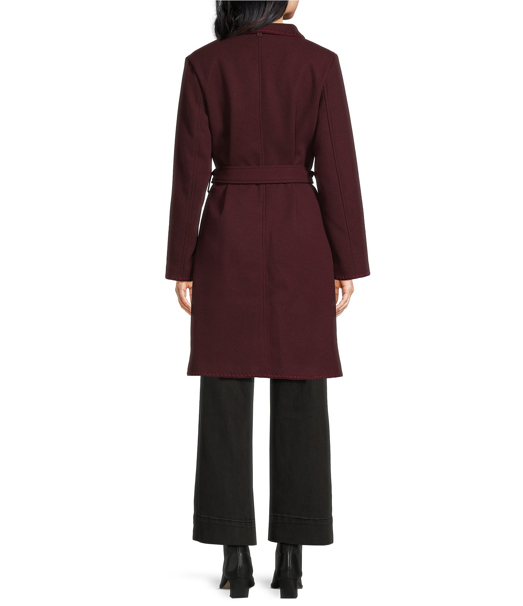 Sanctuary Stand Collar Detachable Scarf Stand Collar Belted Button Front Walker Coat