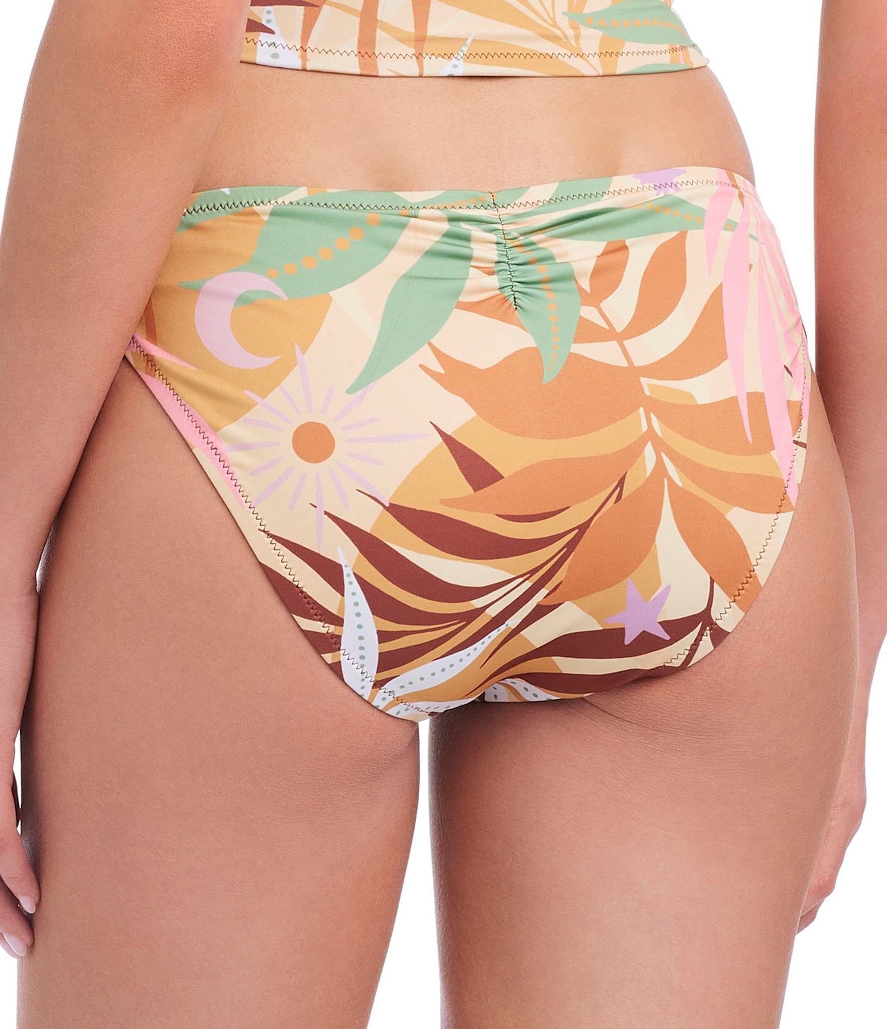 Sanctuary Summer Vibes Scoop Waist Back Cinched Hipster Swim Bottom