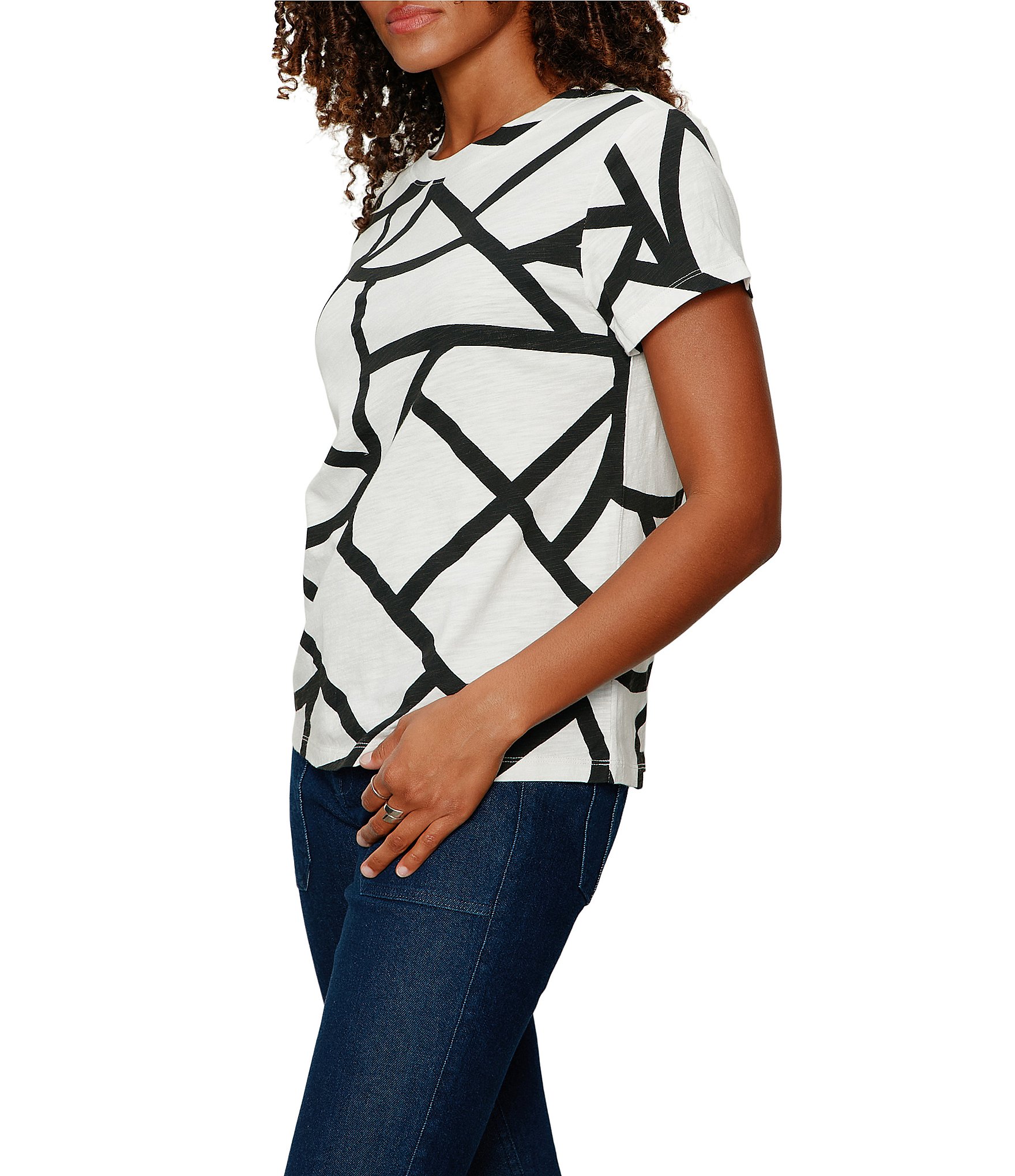 Sanctuary The Perfect Tee Graphic Shape Print Crew Neck Short Sleeve Tee