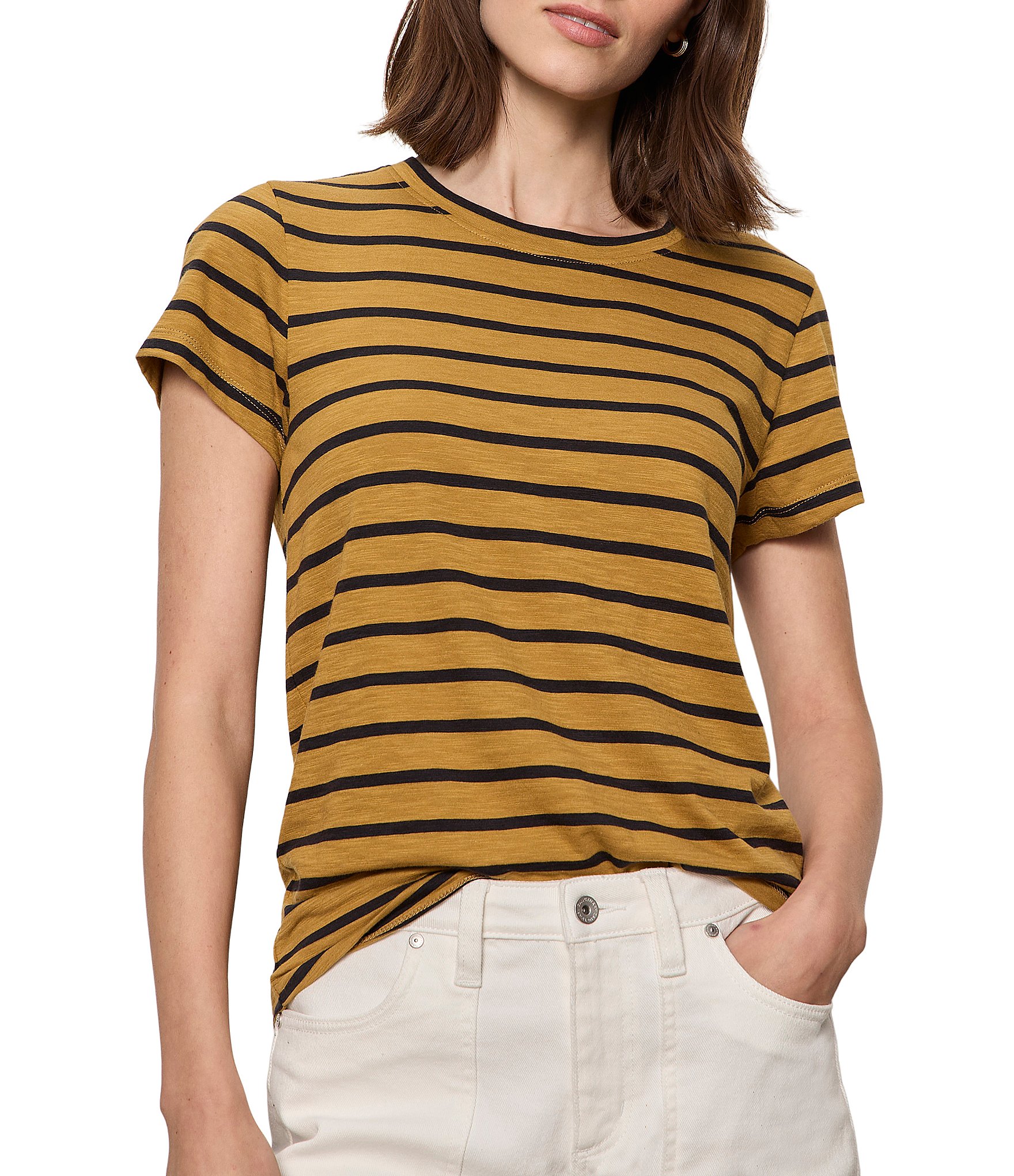 Sanctuary The Perfect Tee Striped Crew Neck Short Sleeve Top