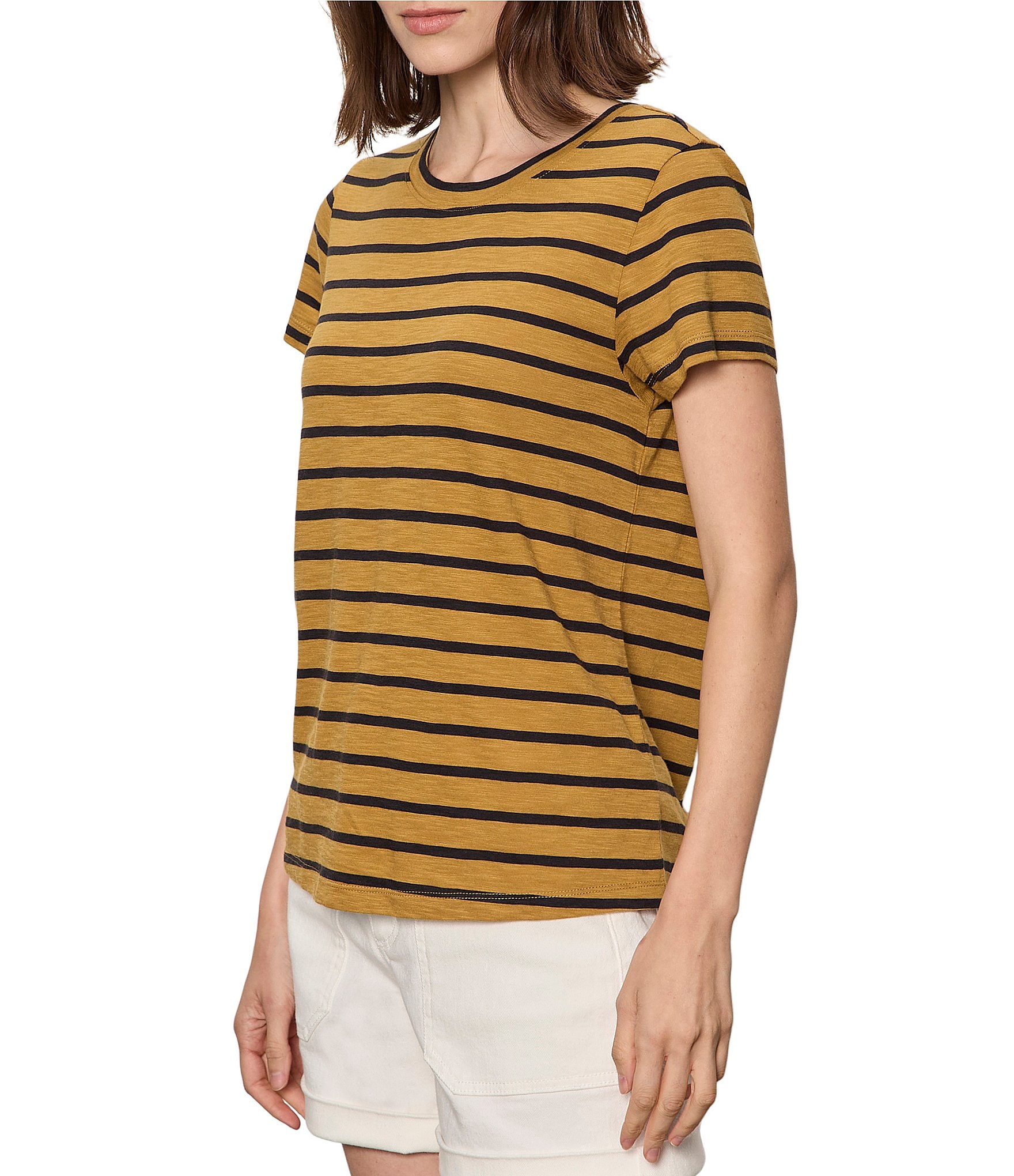Sanctuary The Perfect Tee Striped Crew Neck Short Sleeve Top