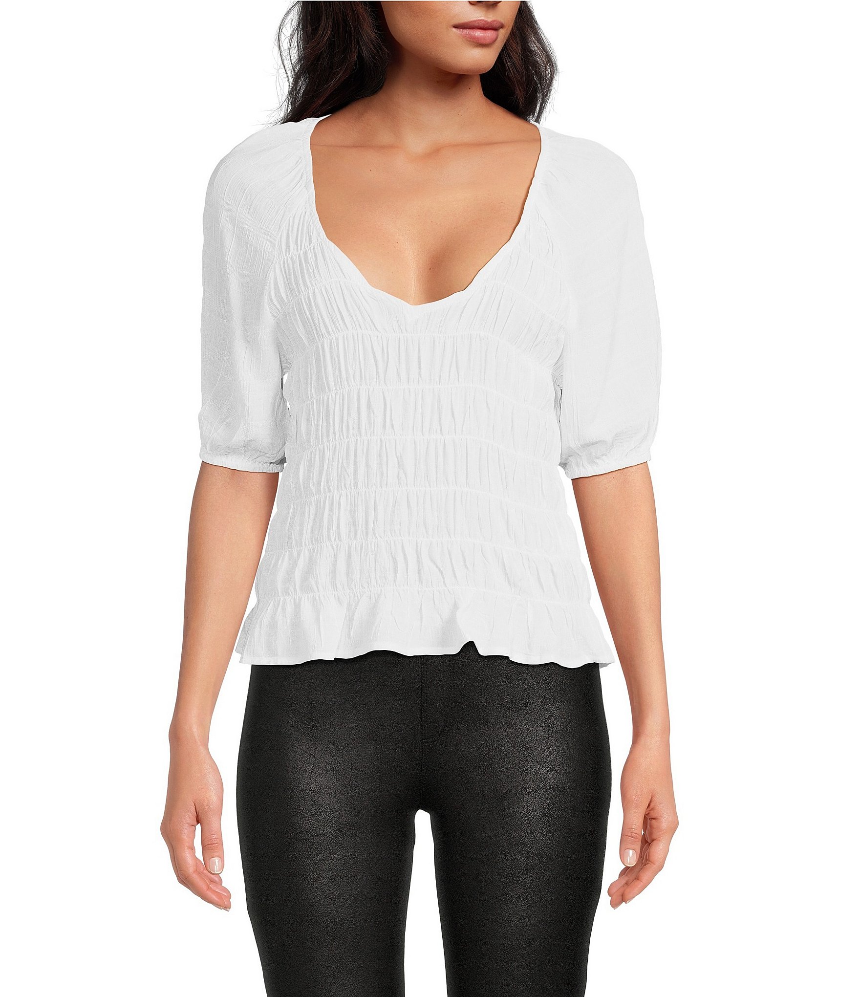 Spanx AirEssentials Short Puffed Sleeve Round Neck 'At-the-Hip