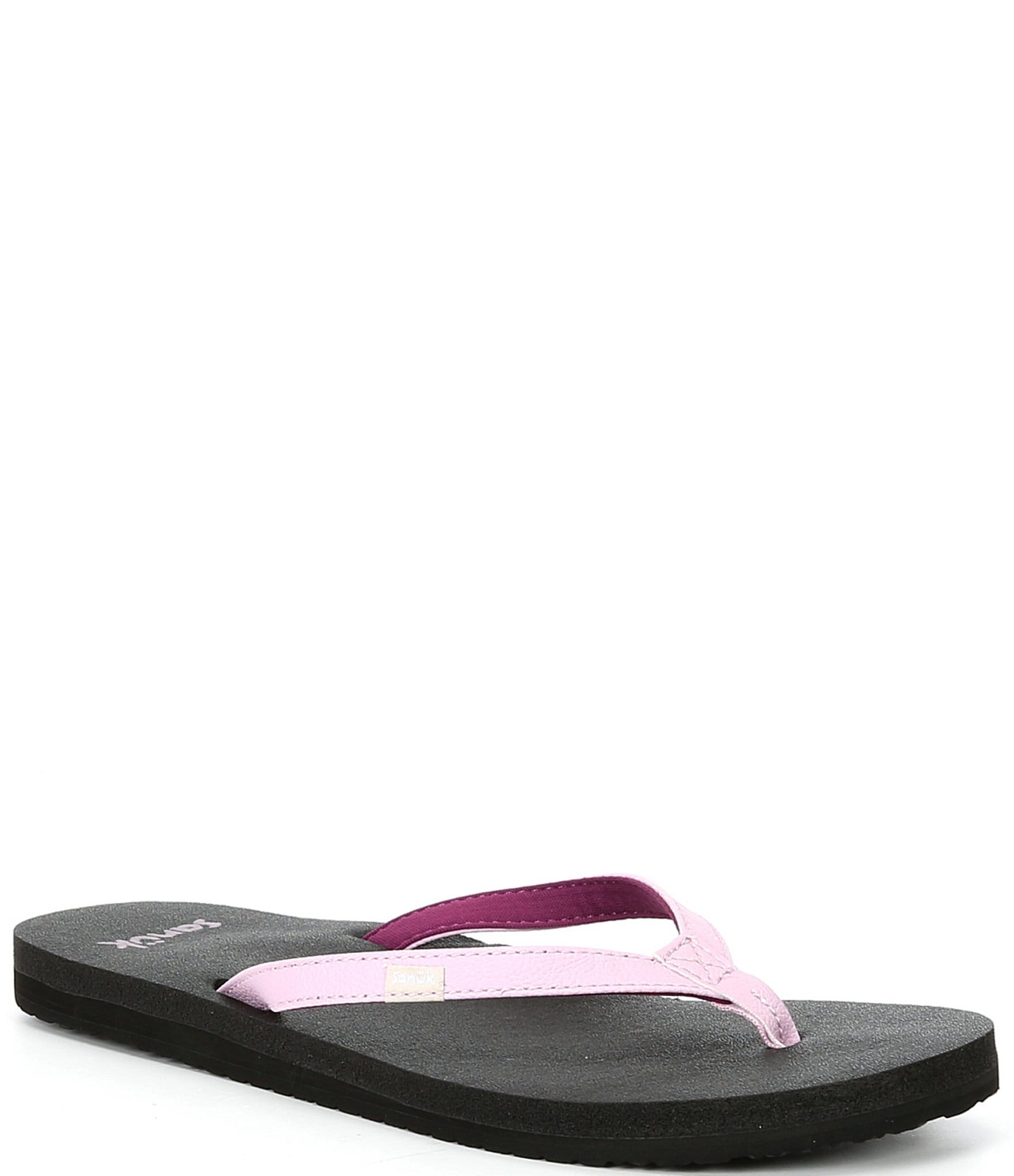 Sanuk Womens Size 6 Thong Sandals Flip Flop Yoga Mat Pink Black Shoes