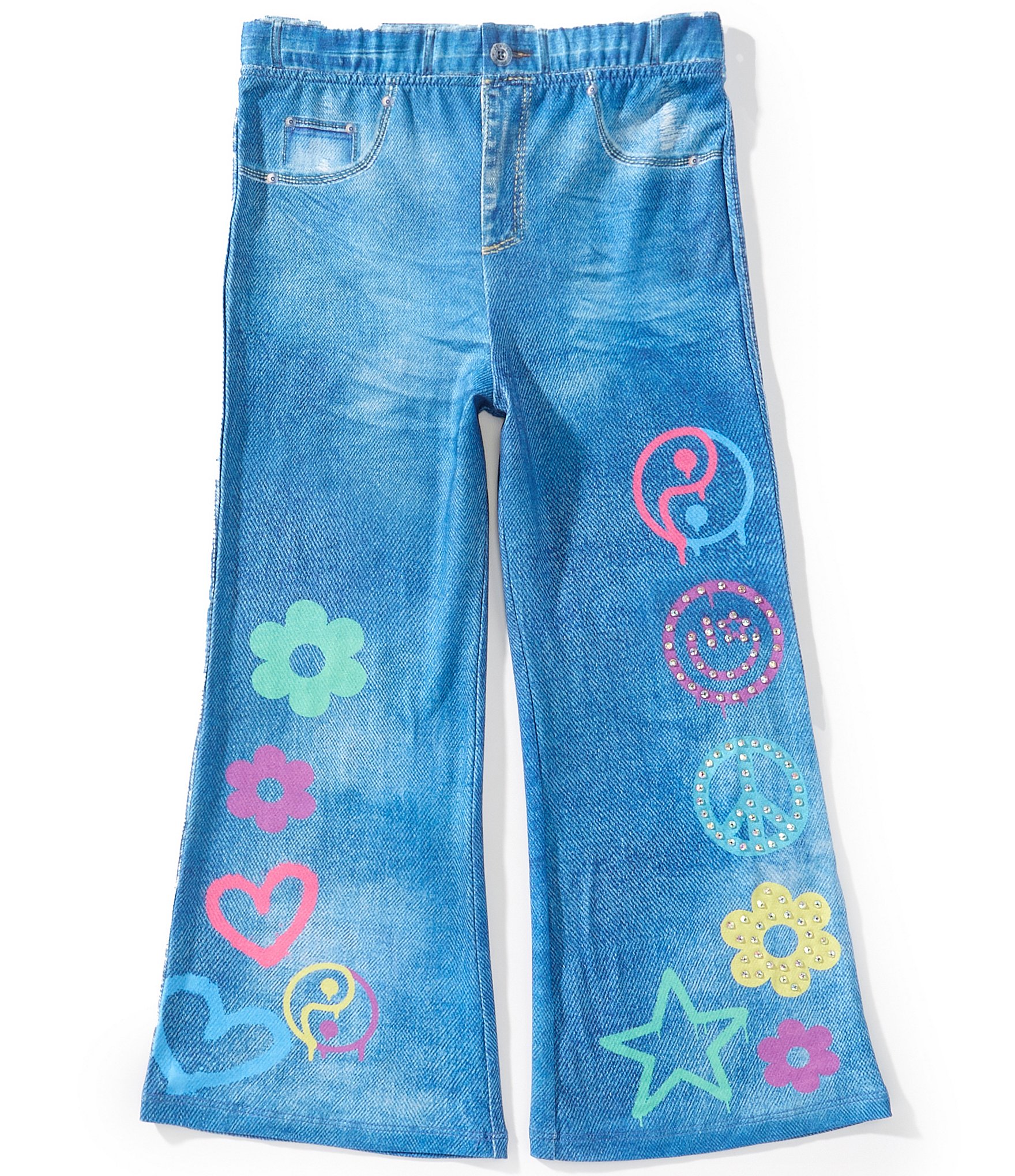 Sara Sara Little Girls Printed Pull-On Jeans