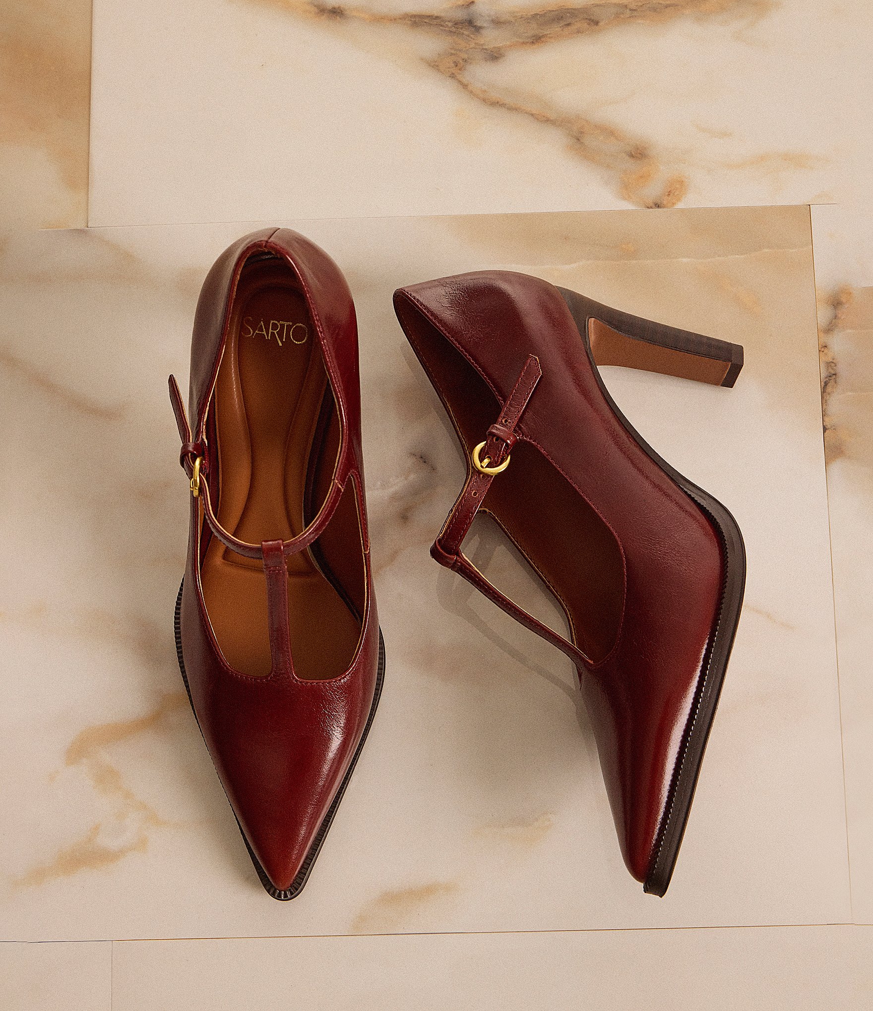 Sarto by Franco Sarto Atley Leather T-Strap High Heel Pumps