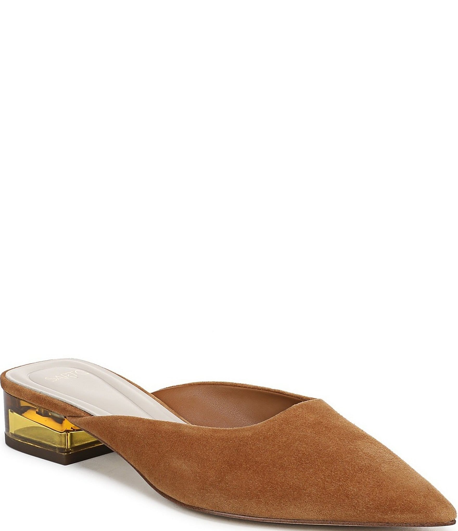 Sarto by Franco Sarto Bennet Suede Pointed Toe Clear Heel Mules