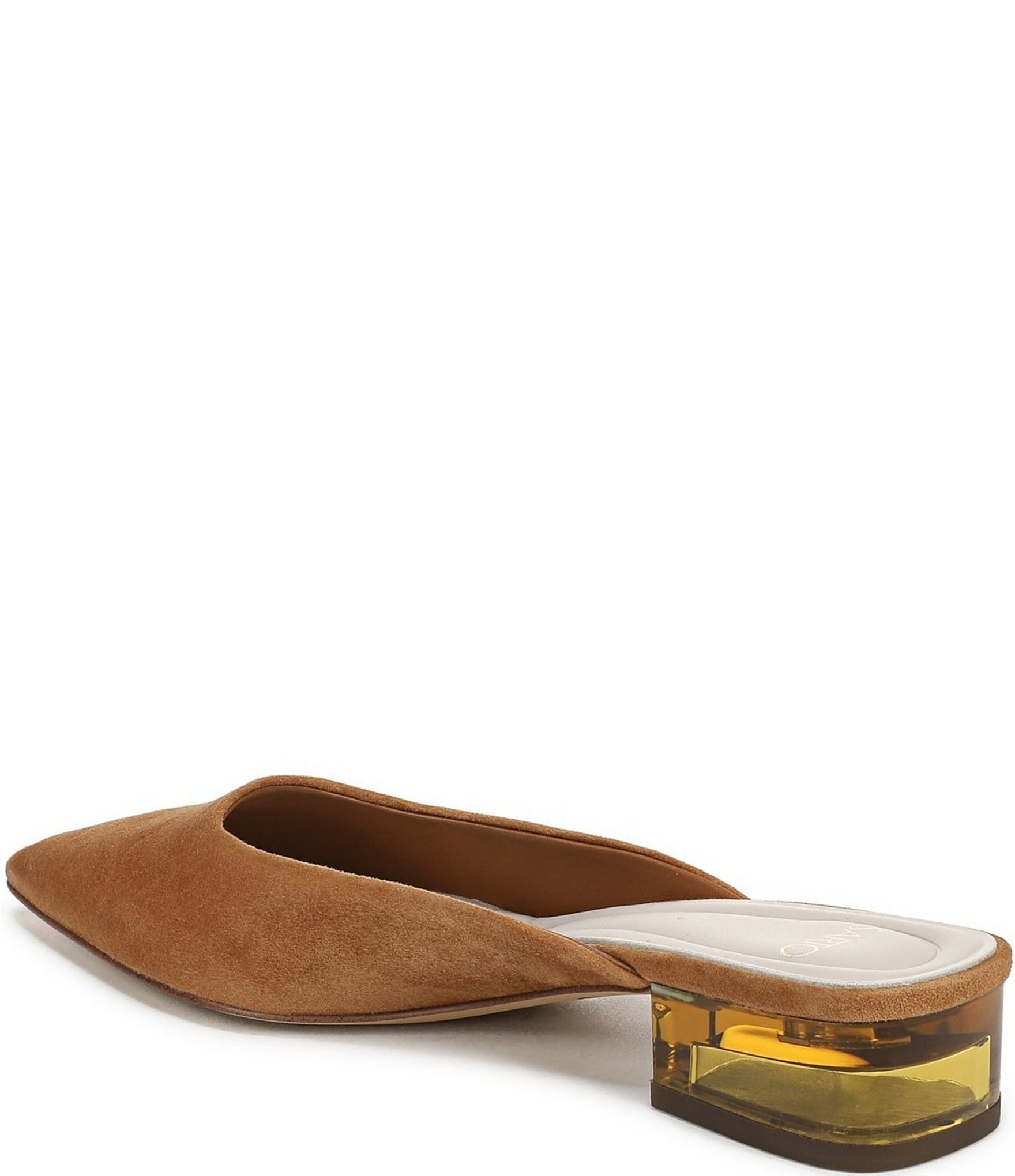 Sarto by Franco Sarto Bennet Suede Pointed Toe Clear Heel Mules