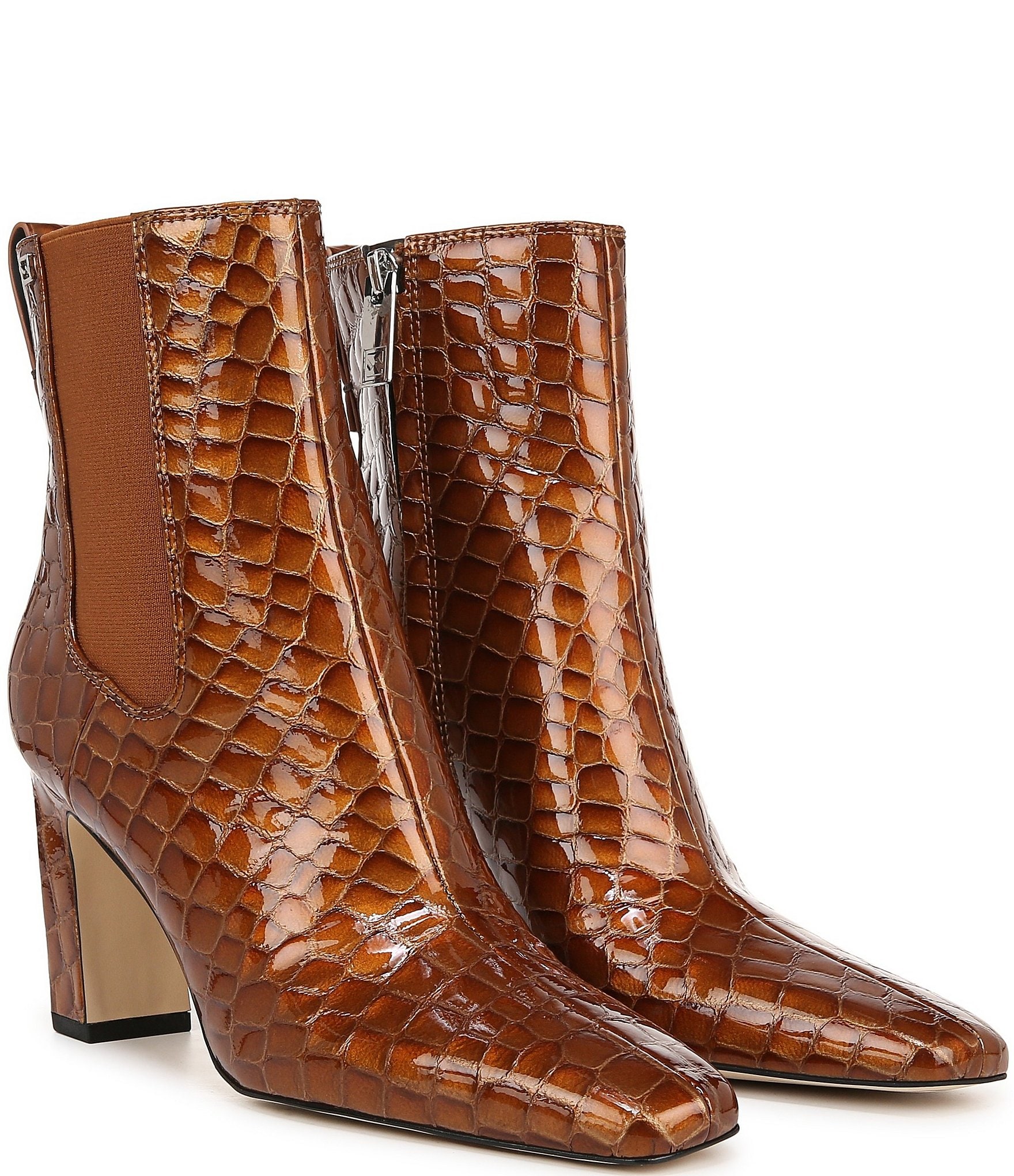 Sarto by Franco Sarto Flexa Bliss Crocodile Embossed Leather Chelsea Booties