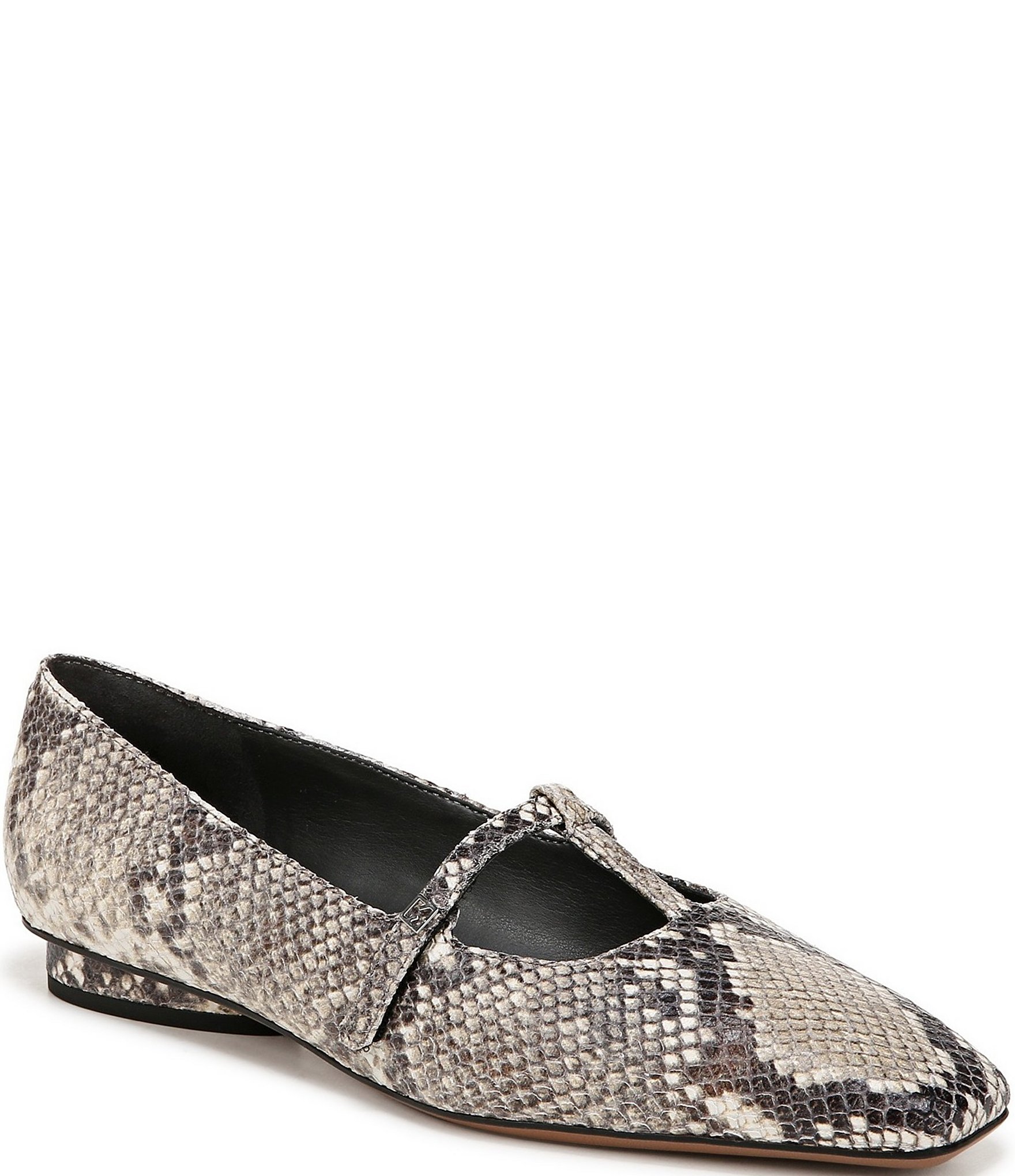 Sarto by Franco Sarto Carmela Snake Print Leather T-Strap Flats | Dillard's