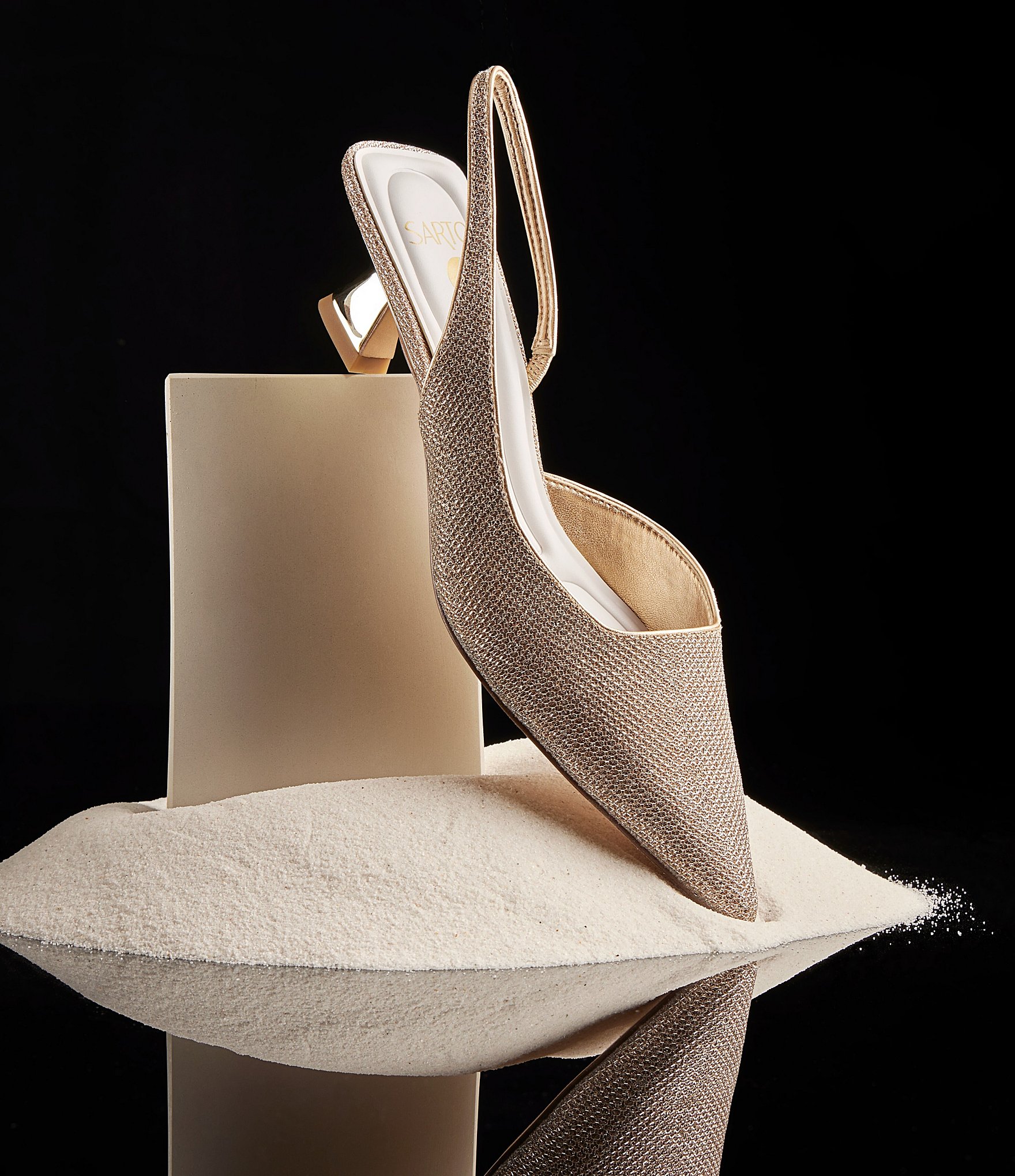 Sarto by Franco Sarto Devin 2 Metallic Fabric Kitten Heel Slingback Pumps