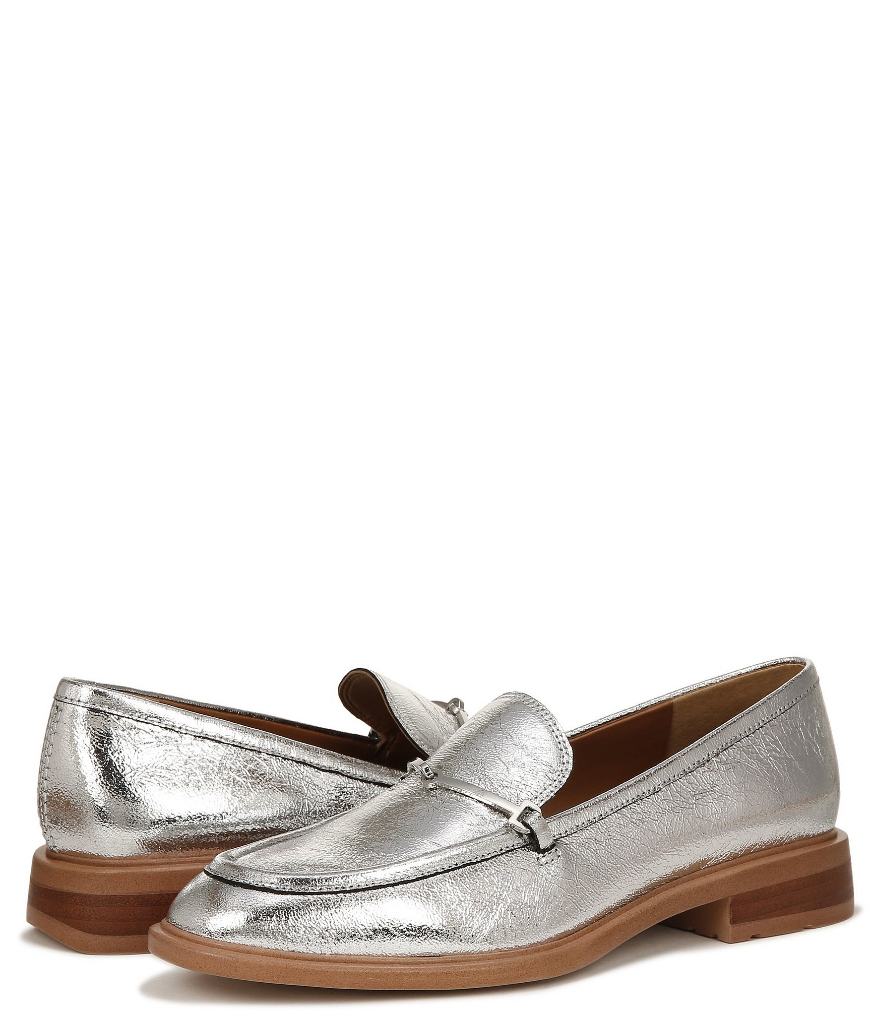 Sarto by Franco Sarto Eda Metallic Leather Bit Buckle Loafers