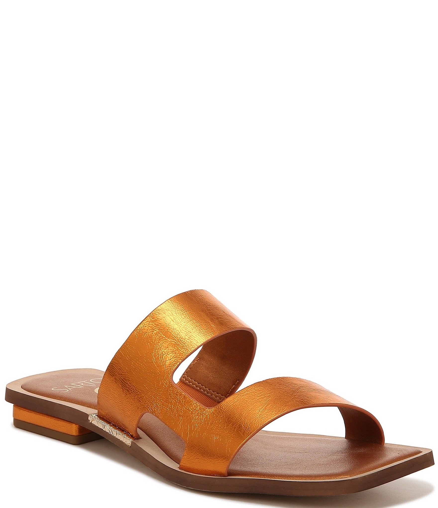 Vince Camuto Lemenda Leather Buckle Flat Slide Sandals - 5.5M