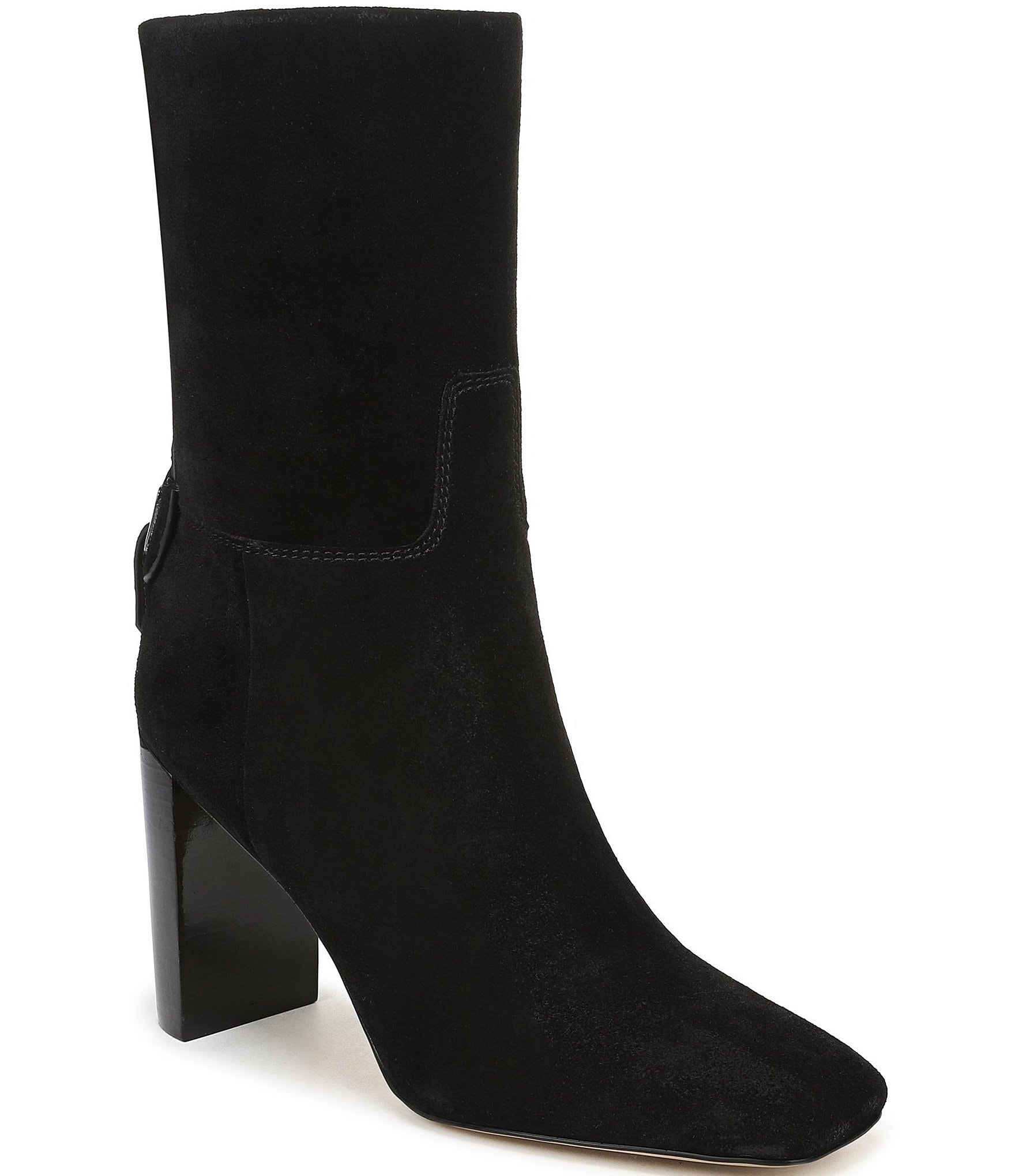 Sarto by Franco Sarto Flexa Giuli Suede Square Toe Block Heel Booties