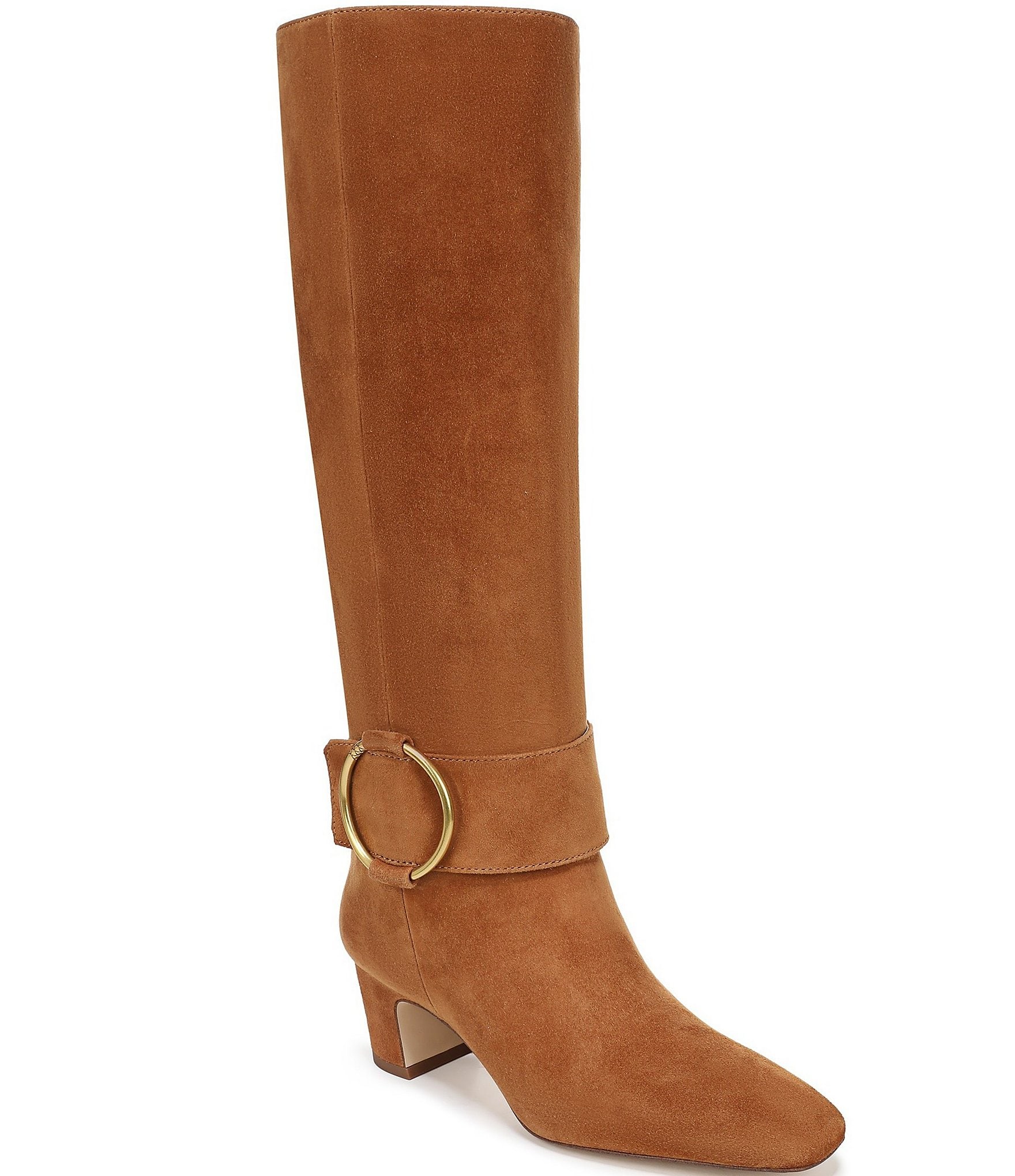 Sarto by Franco Sarto Flexa Solene Suede O-Ring Hardware Square Toe Tall Boots