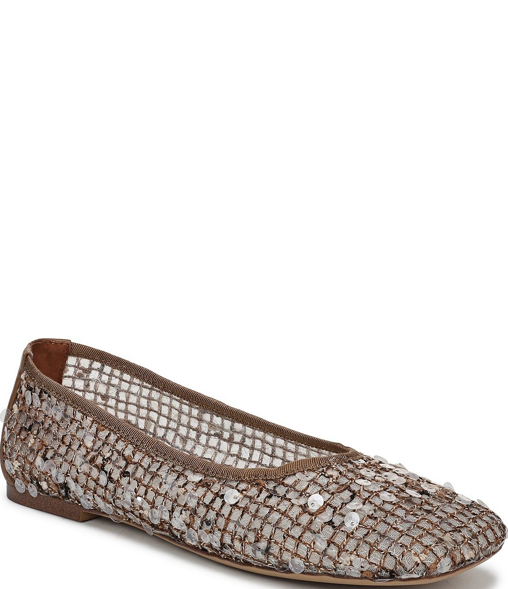 Sarto by Franco Sarto Flexa Winley Woven Raffia Sequin Embellished Square Toe Flats