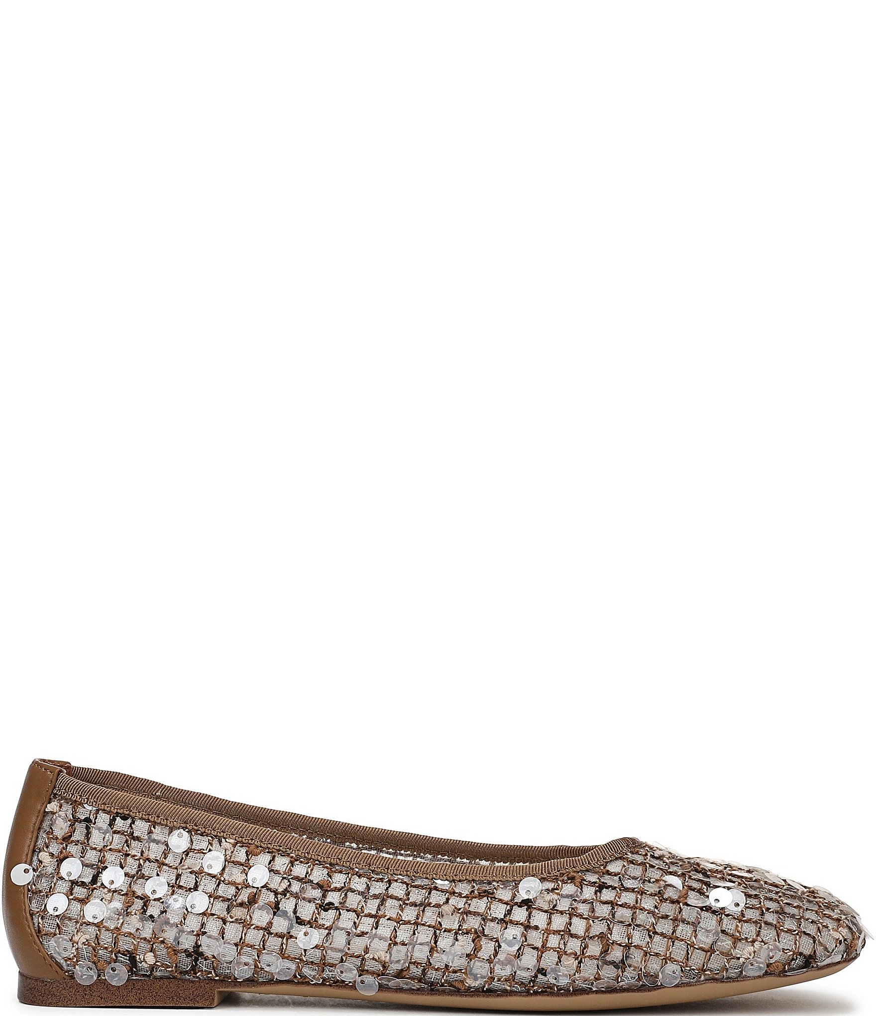 Sarto by Franco Sarto Flexa Winley Woven Raffia Sequin Embellished Square Toe Flats