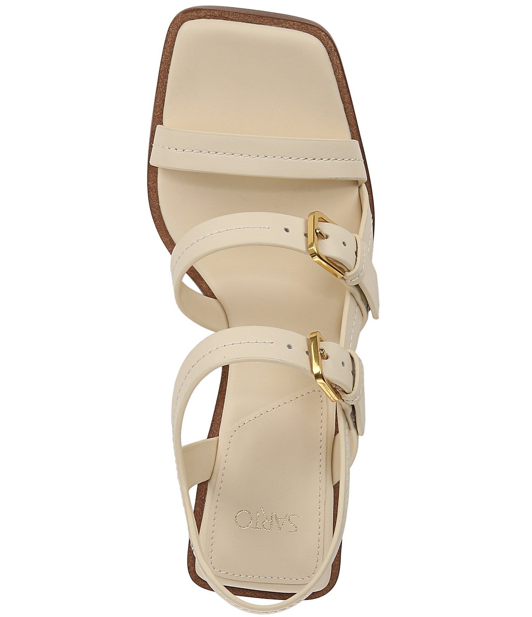 Sarto by Franco Sarto Frances Leather Triple Buckle Block Heel Sandals