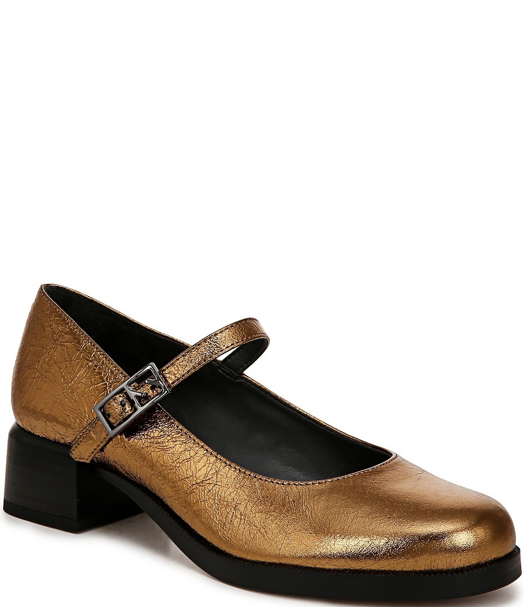 Sarto by Franco Sarto Pesara Metallic Leather Block Heel Mary Janes ...