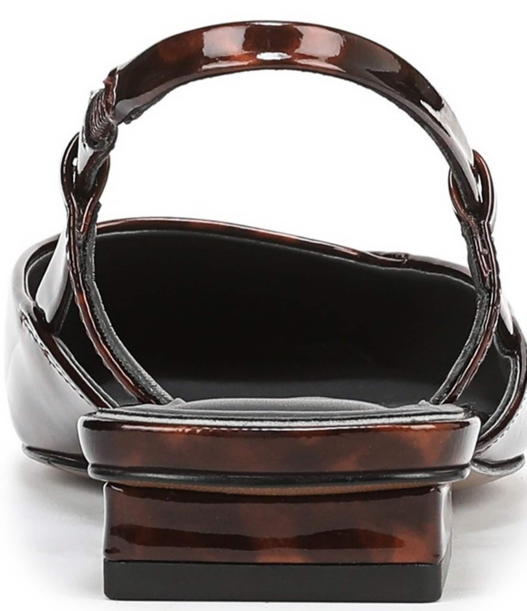 Sarto by Franco Sarto Telica Tortoise Print Patent Leather Square Toe Slingback Flats