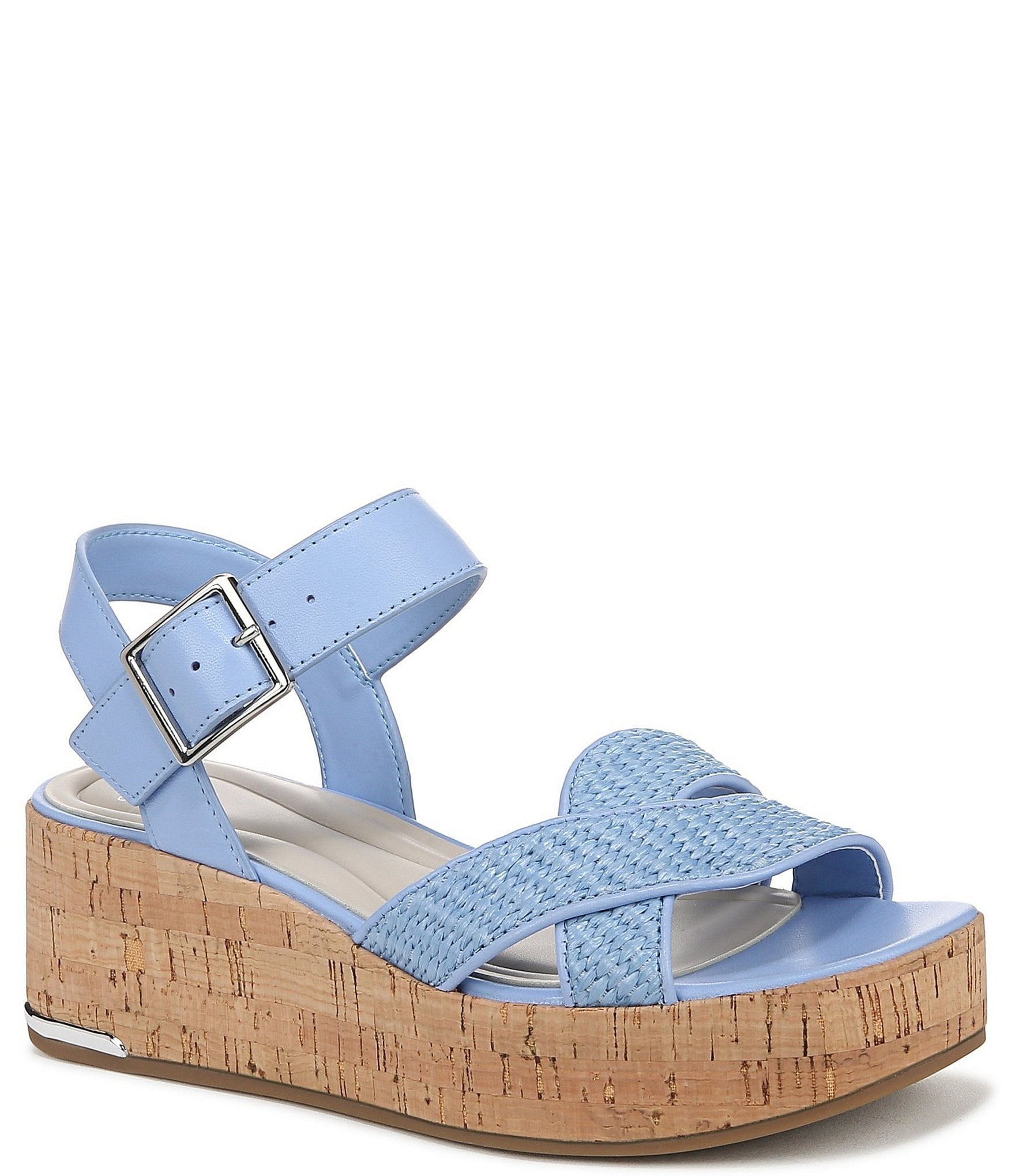 Sarto By Franco Sarto Tilly 4 Leather and Raffia Platform Sandals