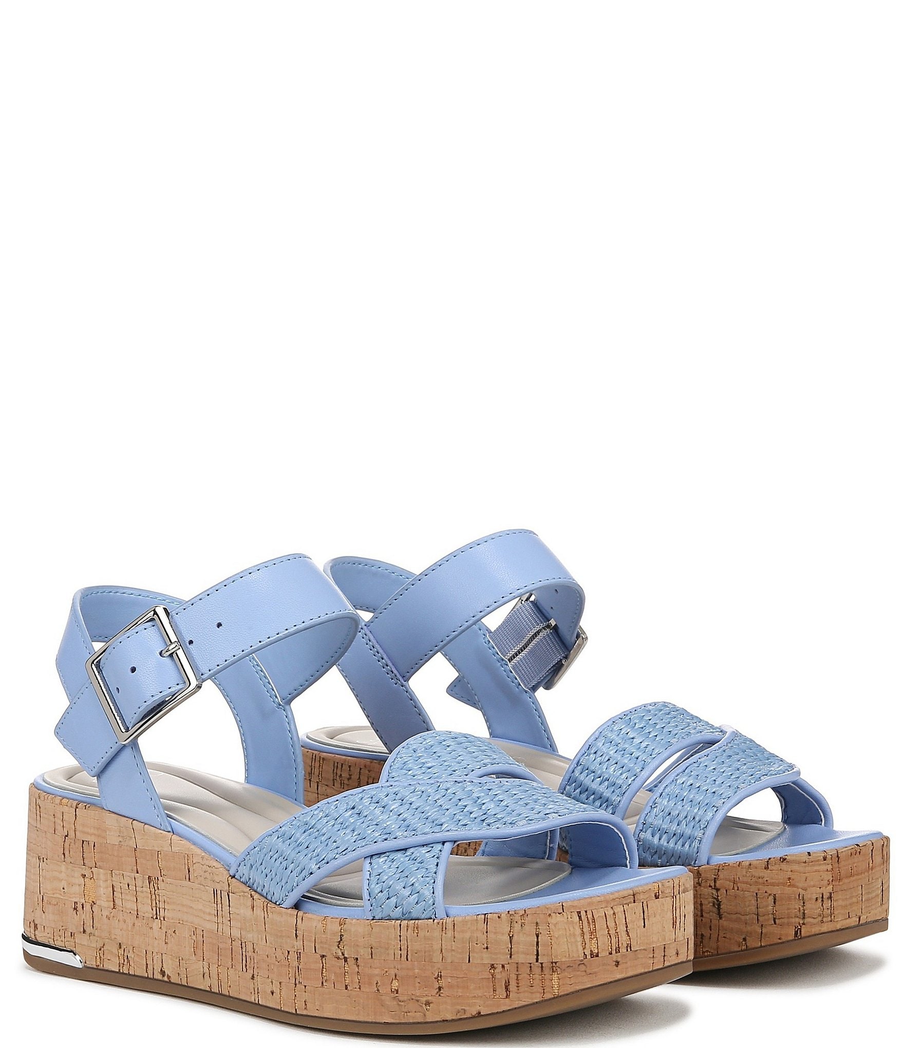 Sarto By Franco Sarto Tilly 4 Leather and Raffia Platform Sandals