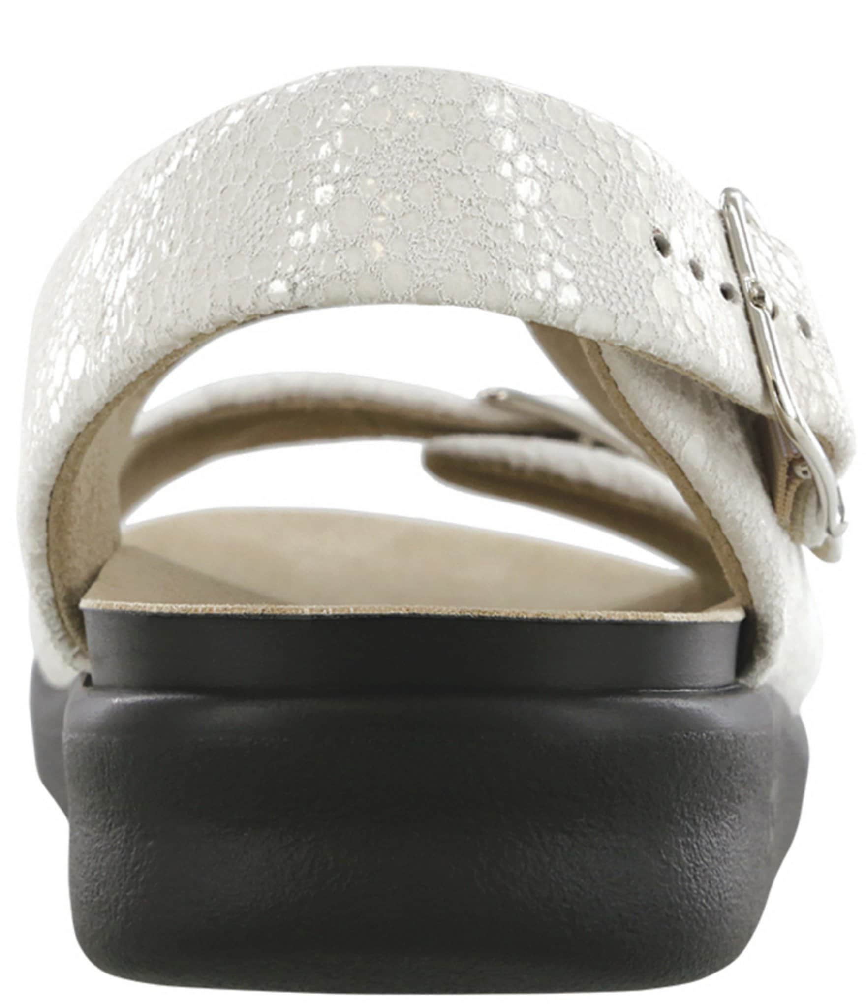 SAS Relaxed Printed Textured Leather Buckle Strap Sandals
