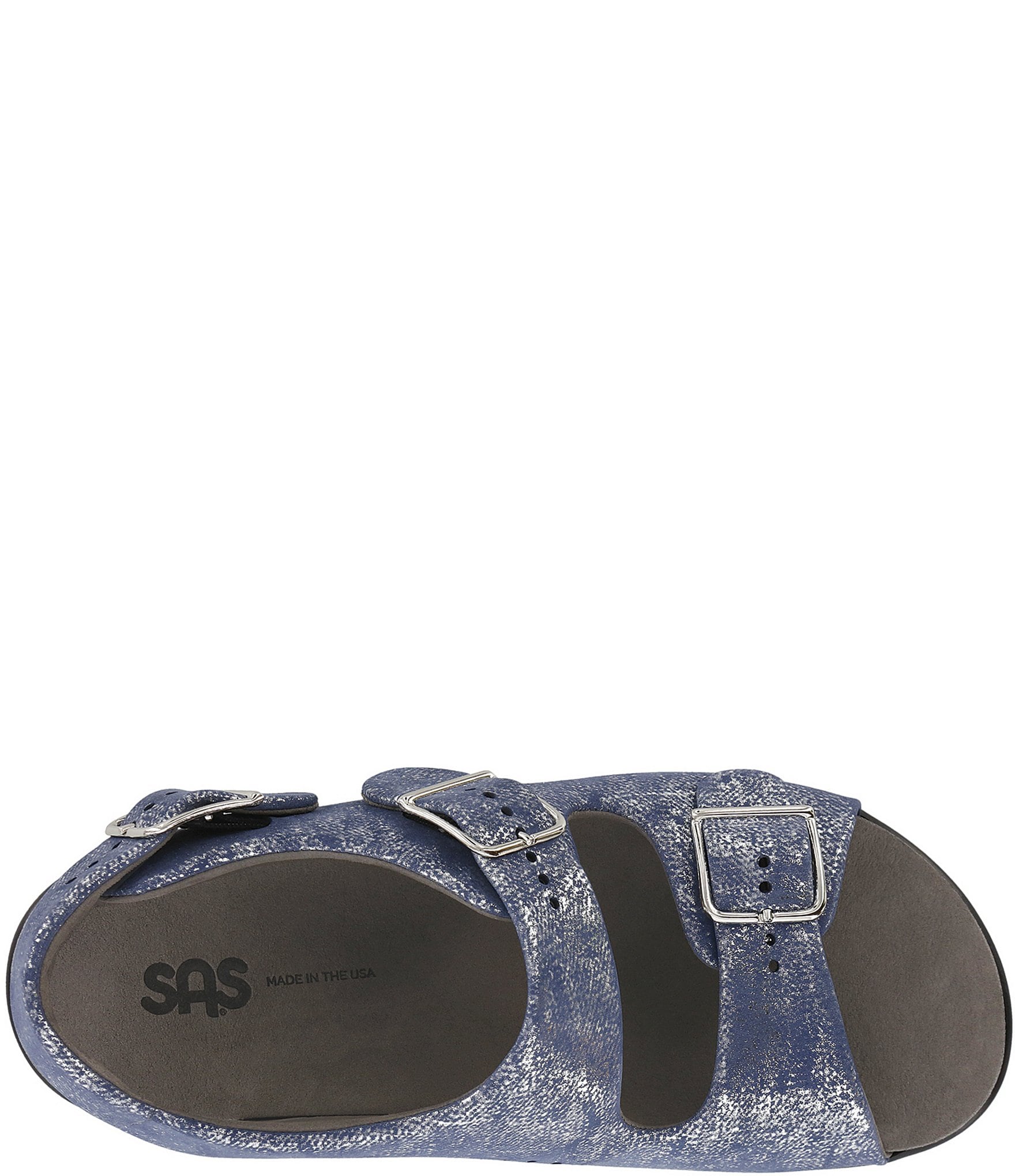 SAS Relaxed Printed Metallic Leather Buckle Strap Dad Sandals