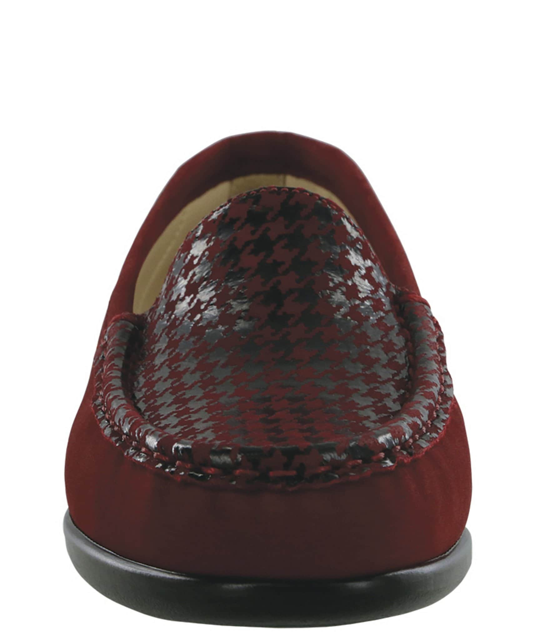 SAS Simplify Leather Moccasin Houndstooth Loafers