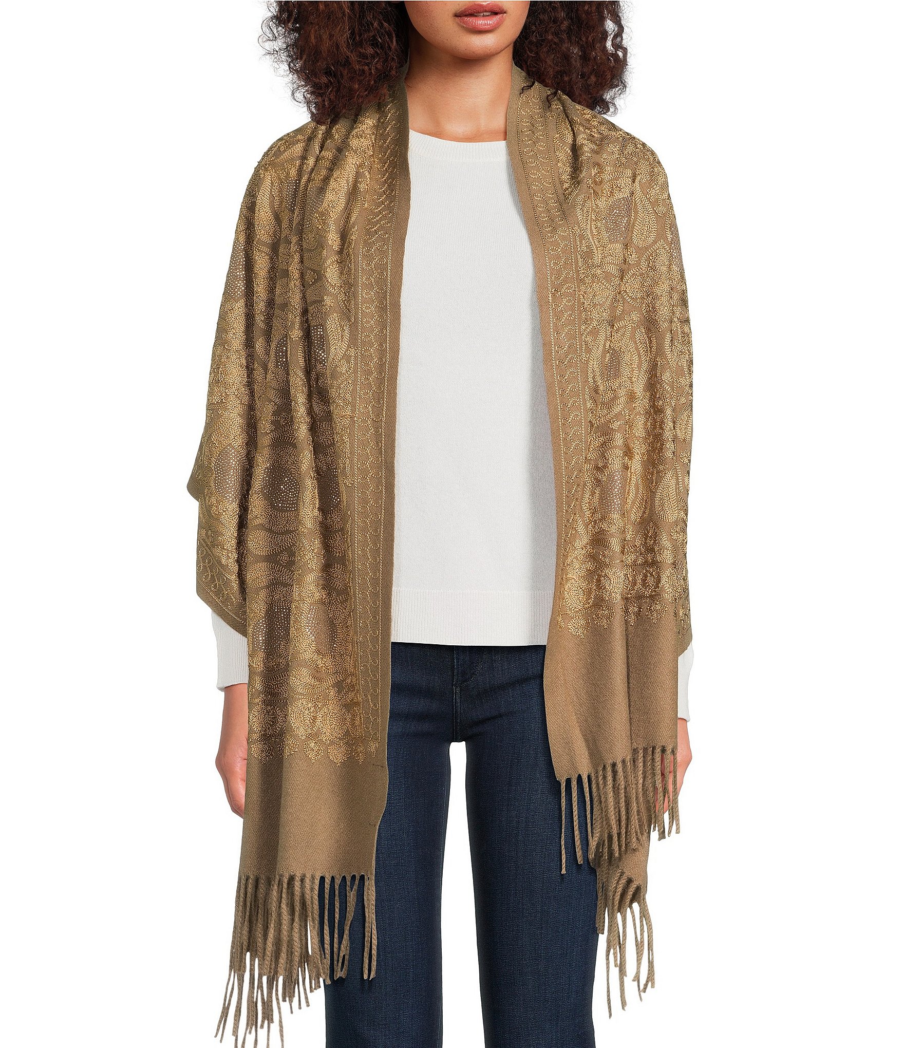 SASSO + SMYTH Embroidered Beaded Evening Wrap