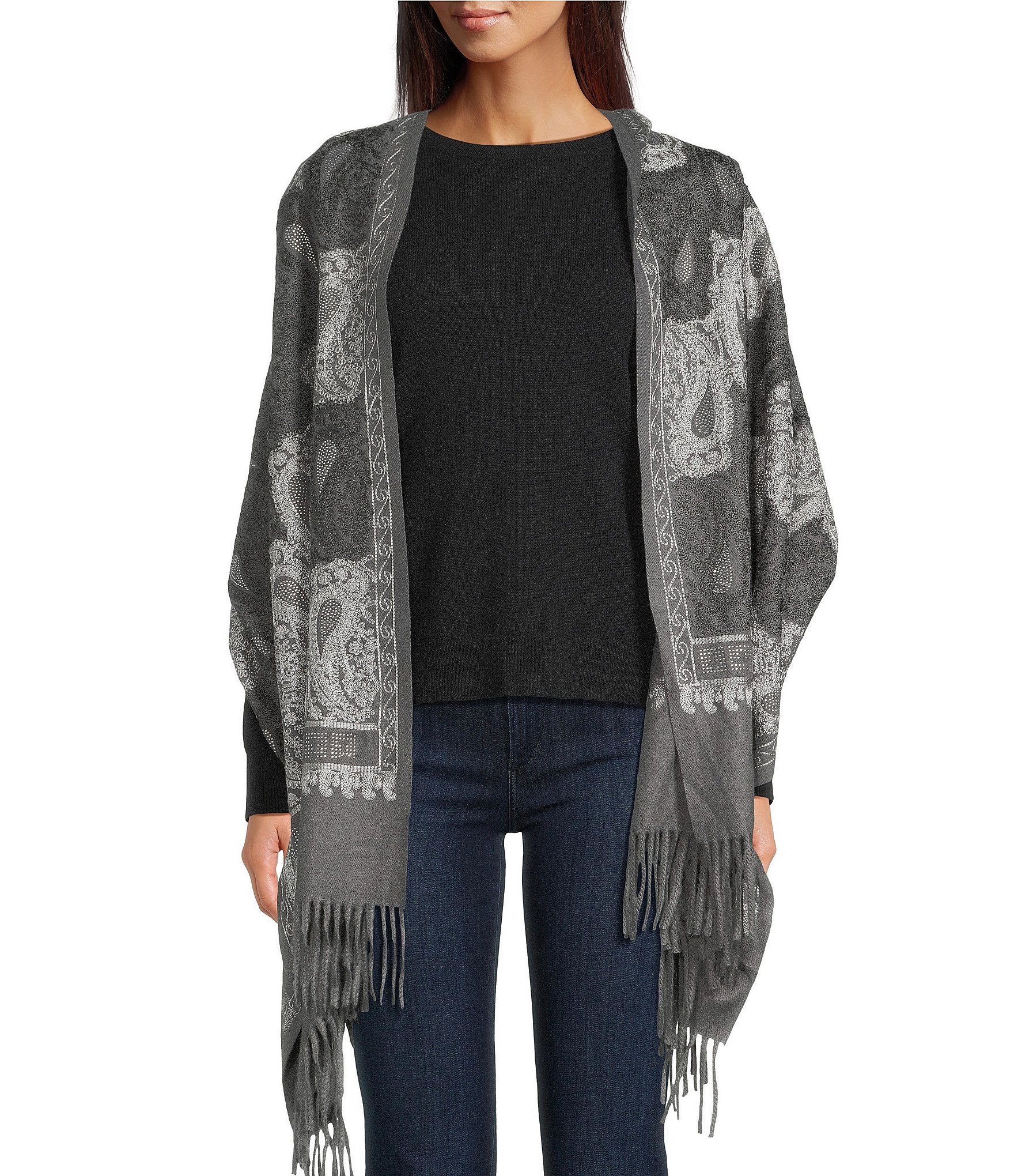 SASSO + SMYTH Embroidered Paisley Evening Wrap