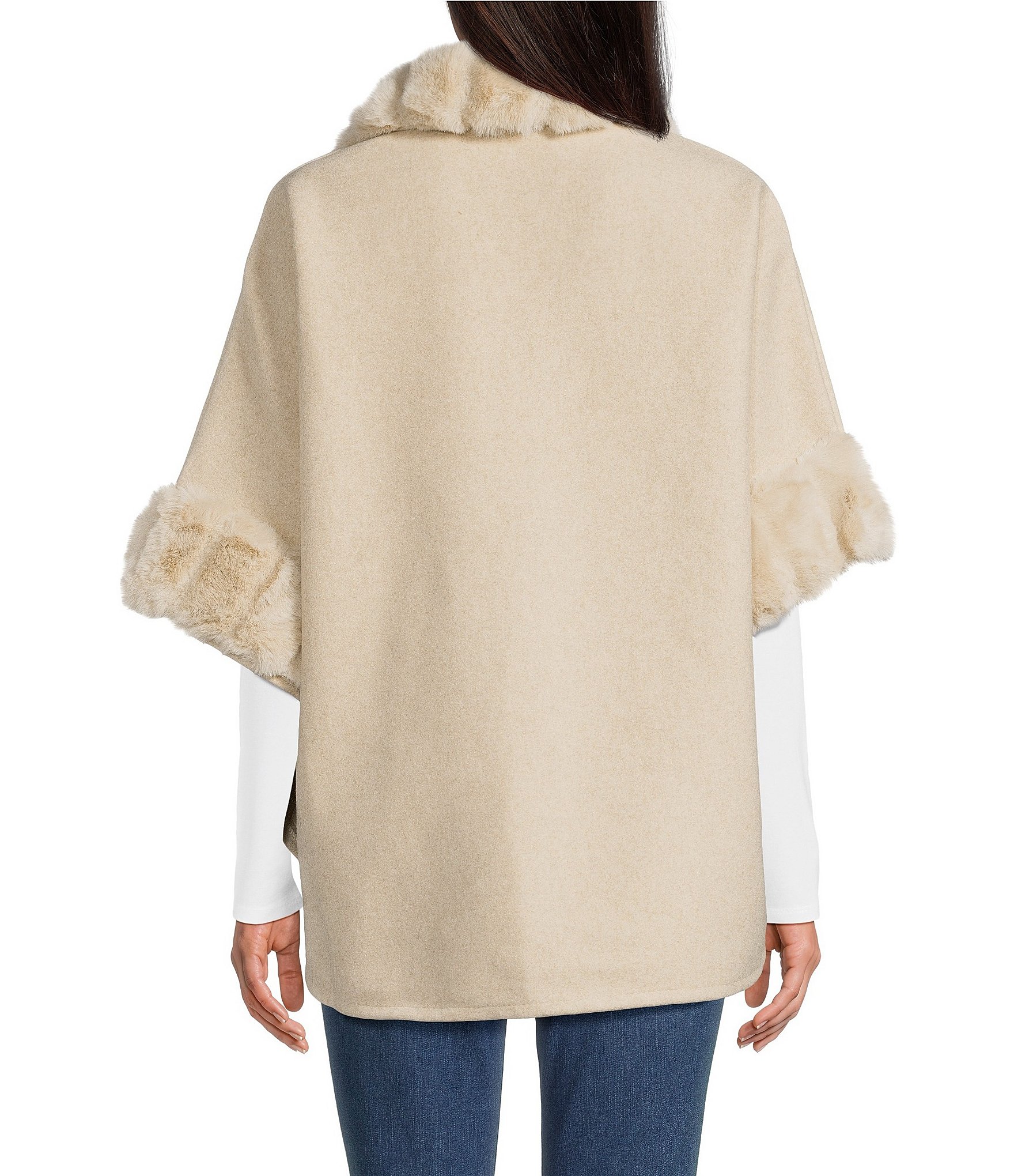 SASSO + SMYTH Faux Fur Solid Belted Topper