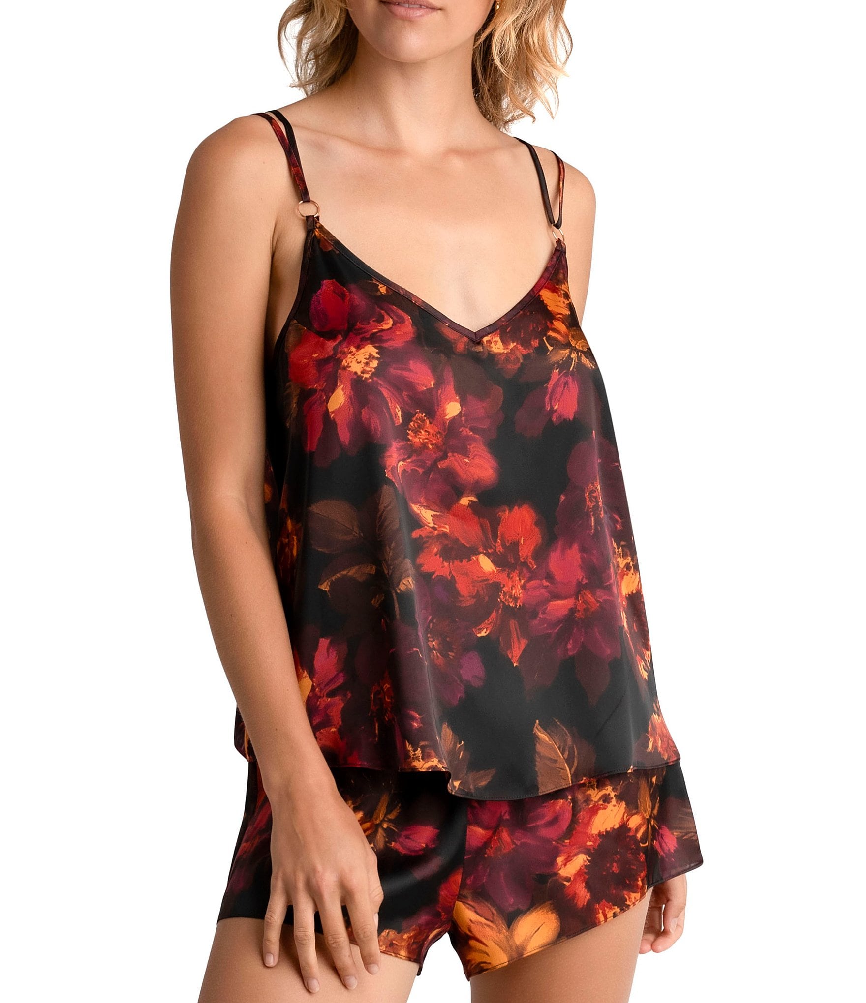 In Bloom by Jonquil Textured Satin Sleeveless Lace V-Neck Cami
