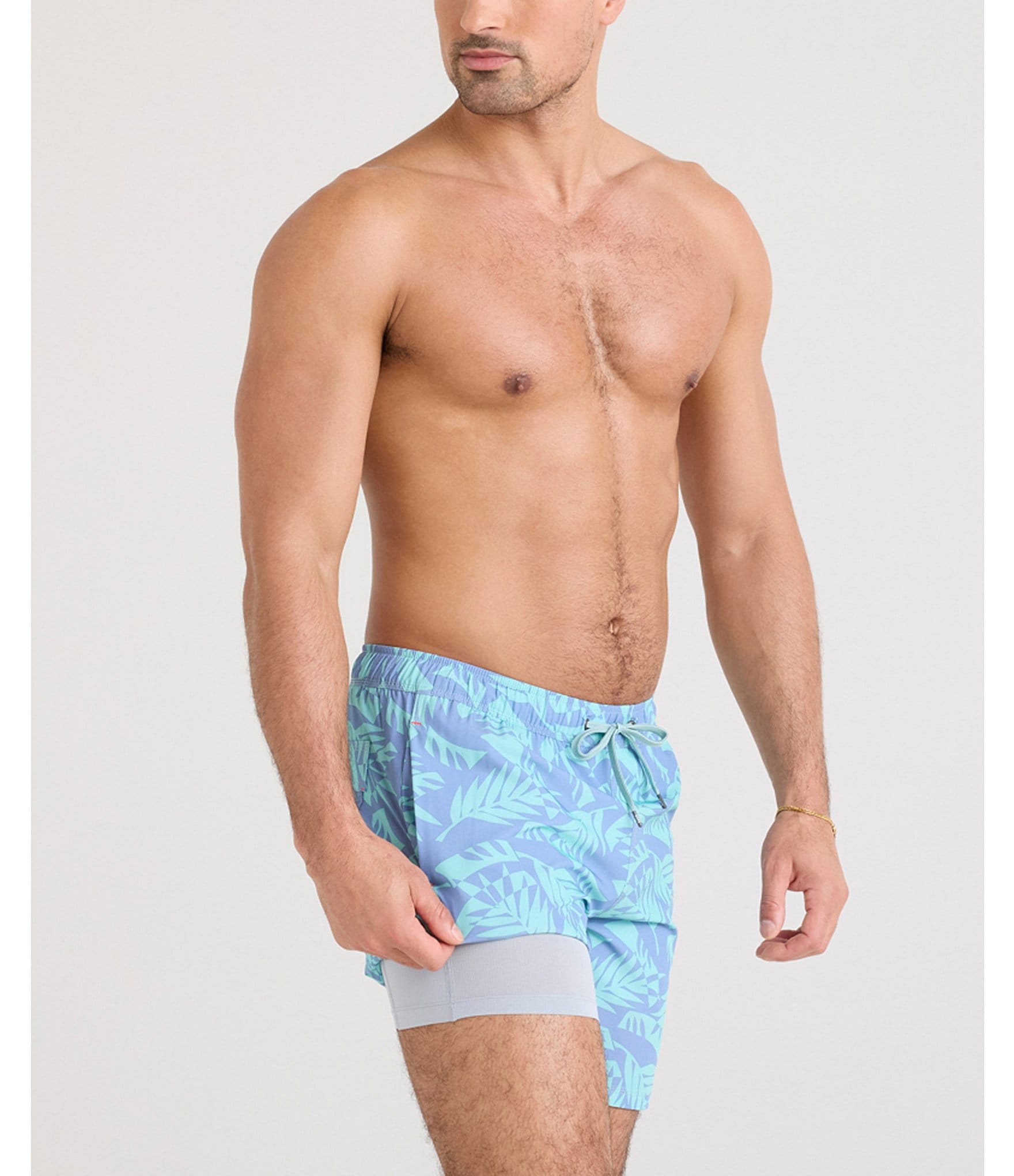 SAXX Oh Buoy 2N1 Palm Leaf 7#double; Inseam Volley Swim Shorts